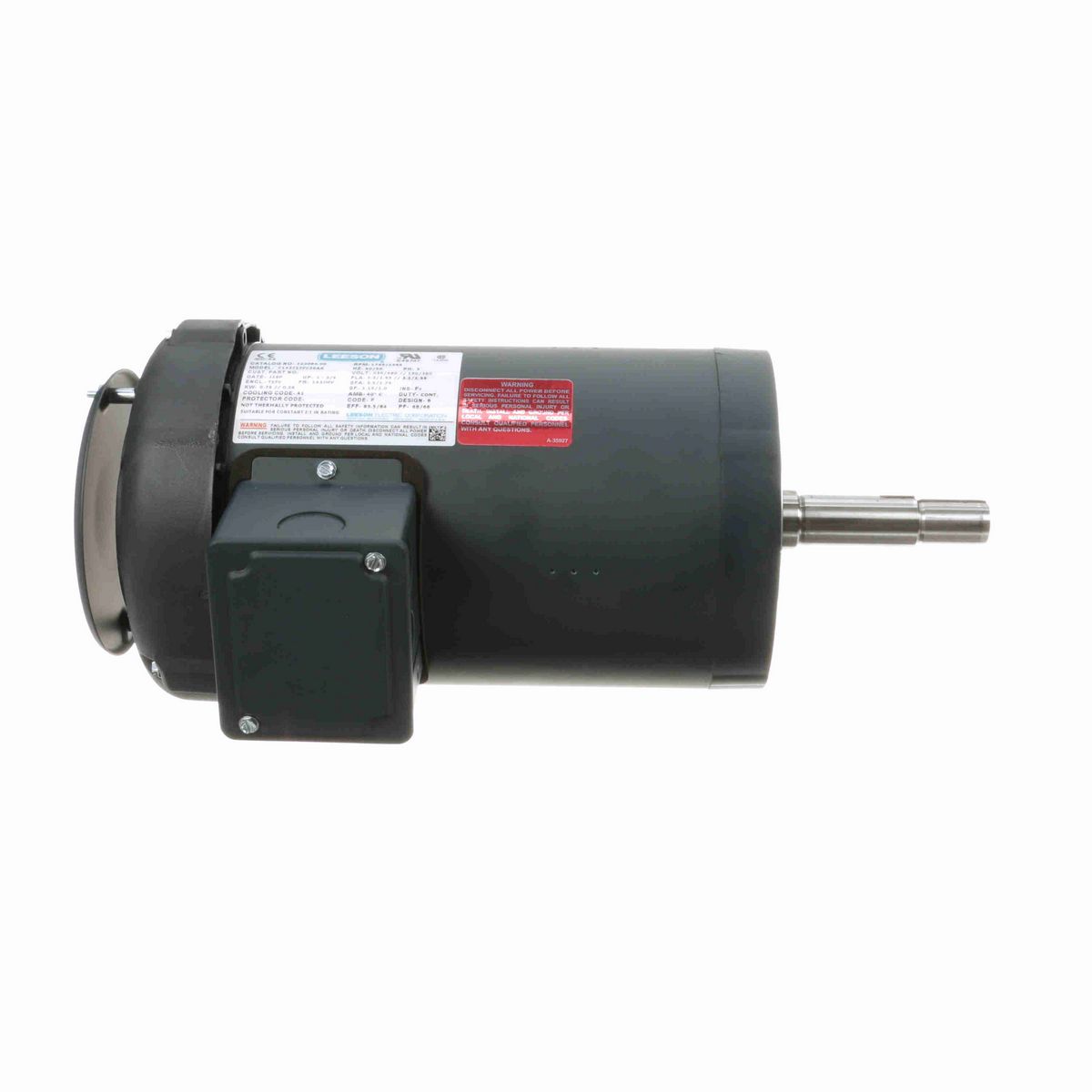 LEESON Close-Coupled Pump Motor, 1 & 0.75 HP, 3 Ph, 60 & 50 Hz, 230/460 & 190/380 V, 1800 & 1500 RPM, 143JMV Frame, TEFC - 122084.00