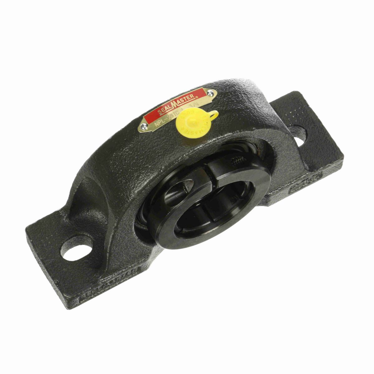 Sealmaster Mounted Cast Iron Two Bolt Low Base Pillow Block Ball Bearing - 52100 Bearing Steel, Black Oxided - Concentric Lock - NPL-28TC