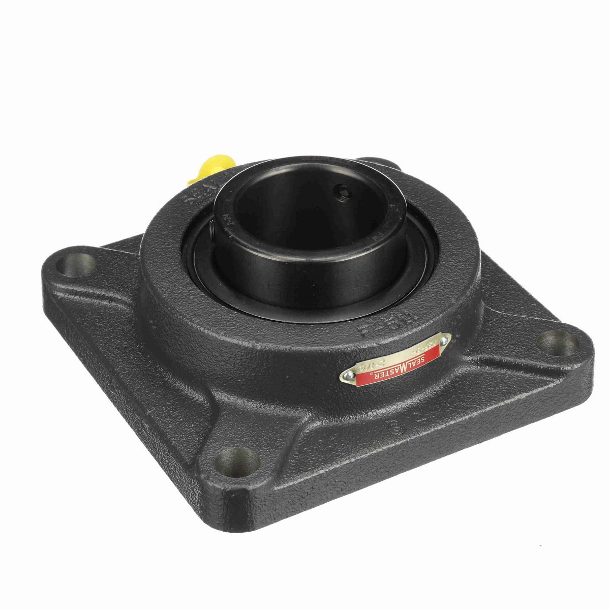 Sealmaster Mounted Cast Iron Four Bolt Flange Ball Bearing - 52100 Bearing Steel, Black Oxided - Setscrew Lock - MSF-36