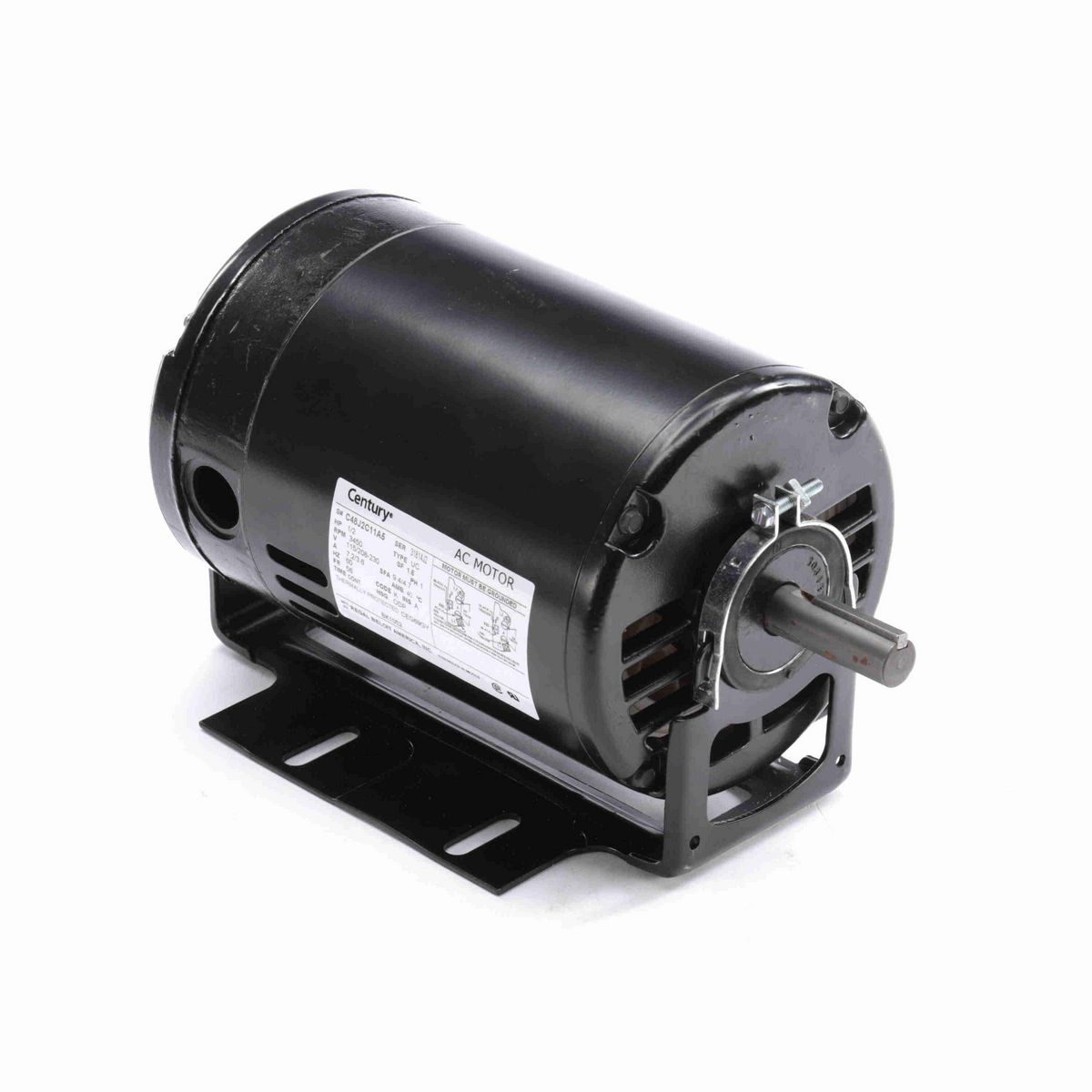 Century Fan and Blower Motor, 1/2 HP, 1 Ph, 60 Hz, 115/208-230 V, 3600 RPM, 56 Frame, ODP - BK1052