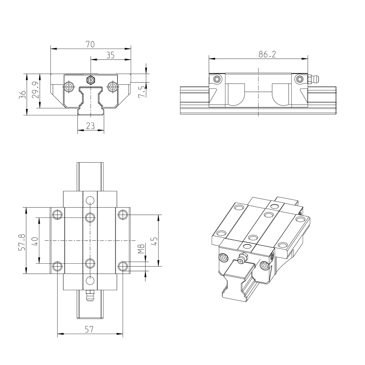 Шариковая каретка из нержавеющей стали Resist NRII Bosch Rexroth KWD-025-FNS-C1-H-0 [R200121304]