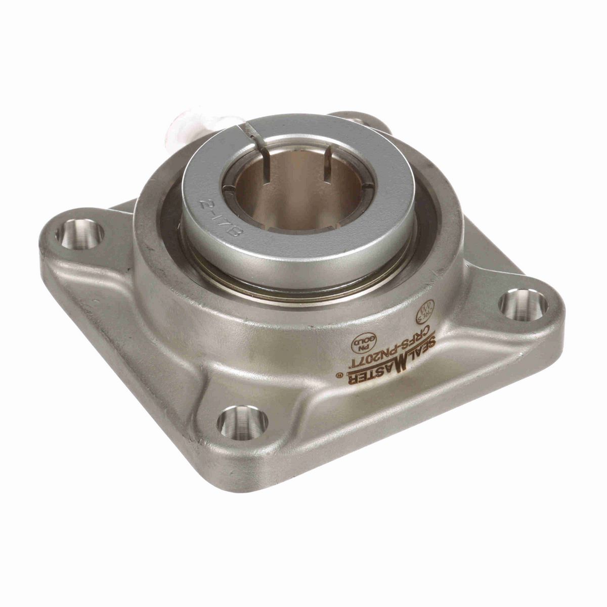 Sealmaster Mounted Stainless Steel Four Bolt Flange Ball Bearing - 52100 Bearing Steel, Phosphorus Nickel Coated - Concentric Lock - Corrosion Resistant - CRFS-PN207T