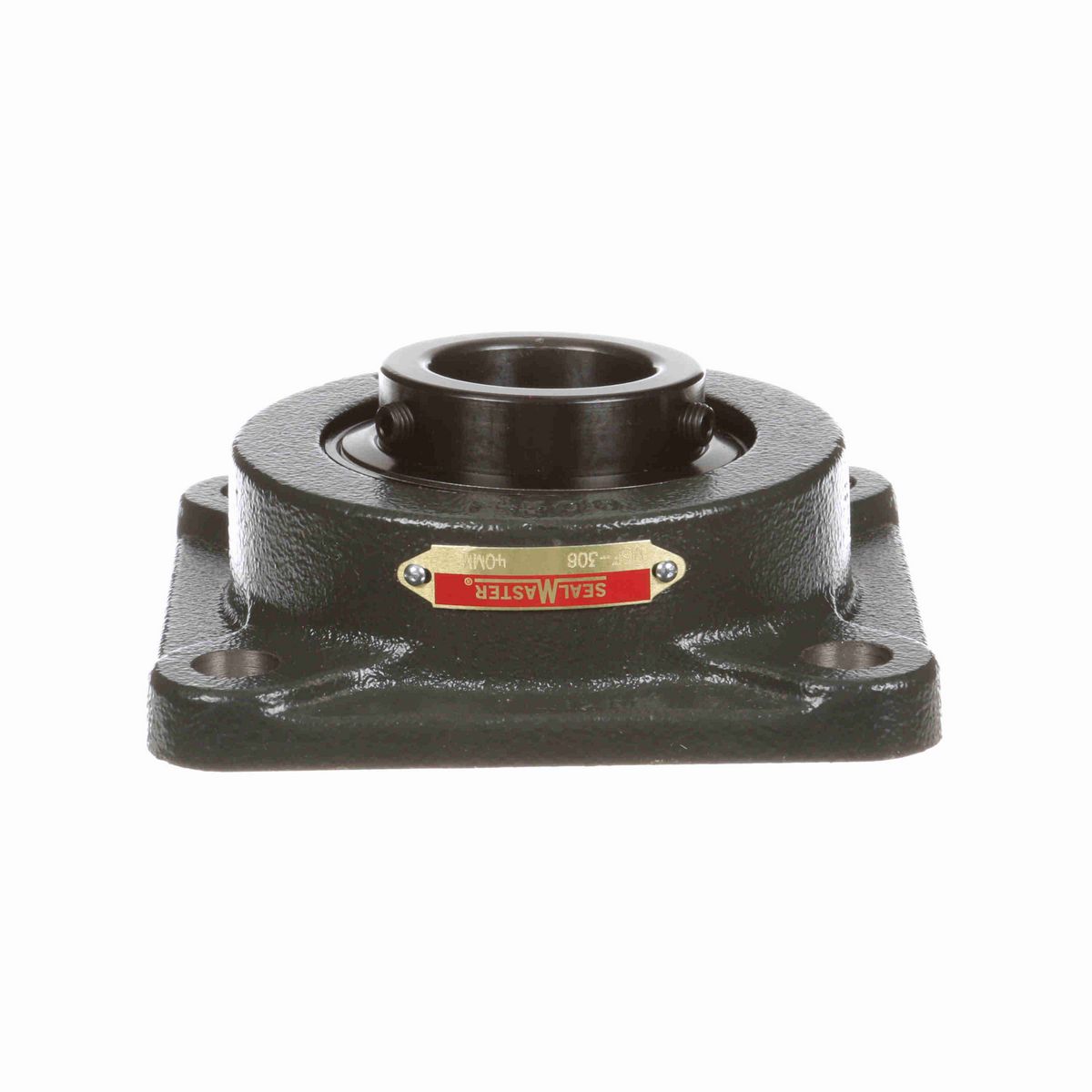 Sealmaster Mounted Cast Iron Four Bolt Flange Ball Bearing - 52100 Bearing Steel, Black Oxided - Setscrew Lock - MSF-308