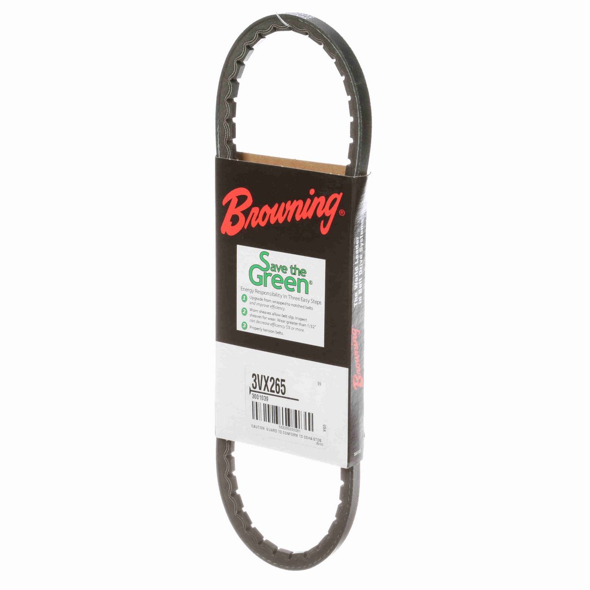 Browning EPDM Notched Belt 98% Efficient - 3VX265