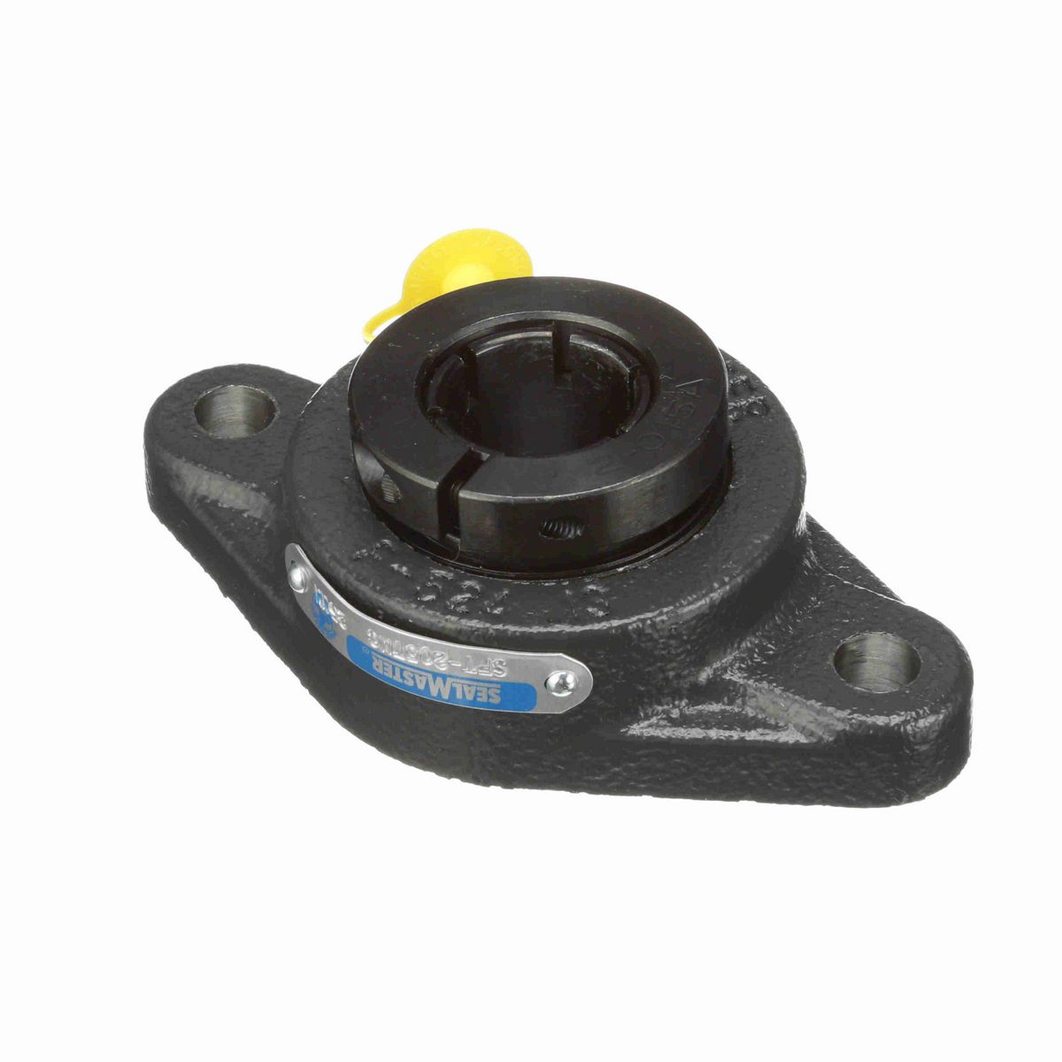 Sealmaster Mounted Cast Iron Two Bolt Flange Ball Bearing - 52100 Bearing Steel, Black Oxided - Concentric Lock - SFT-205TMC