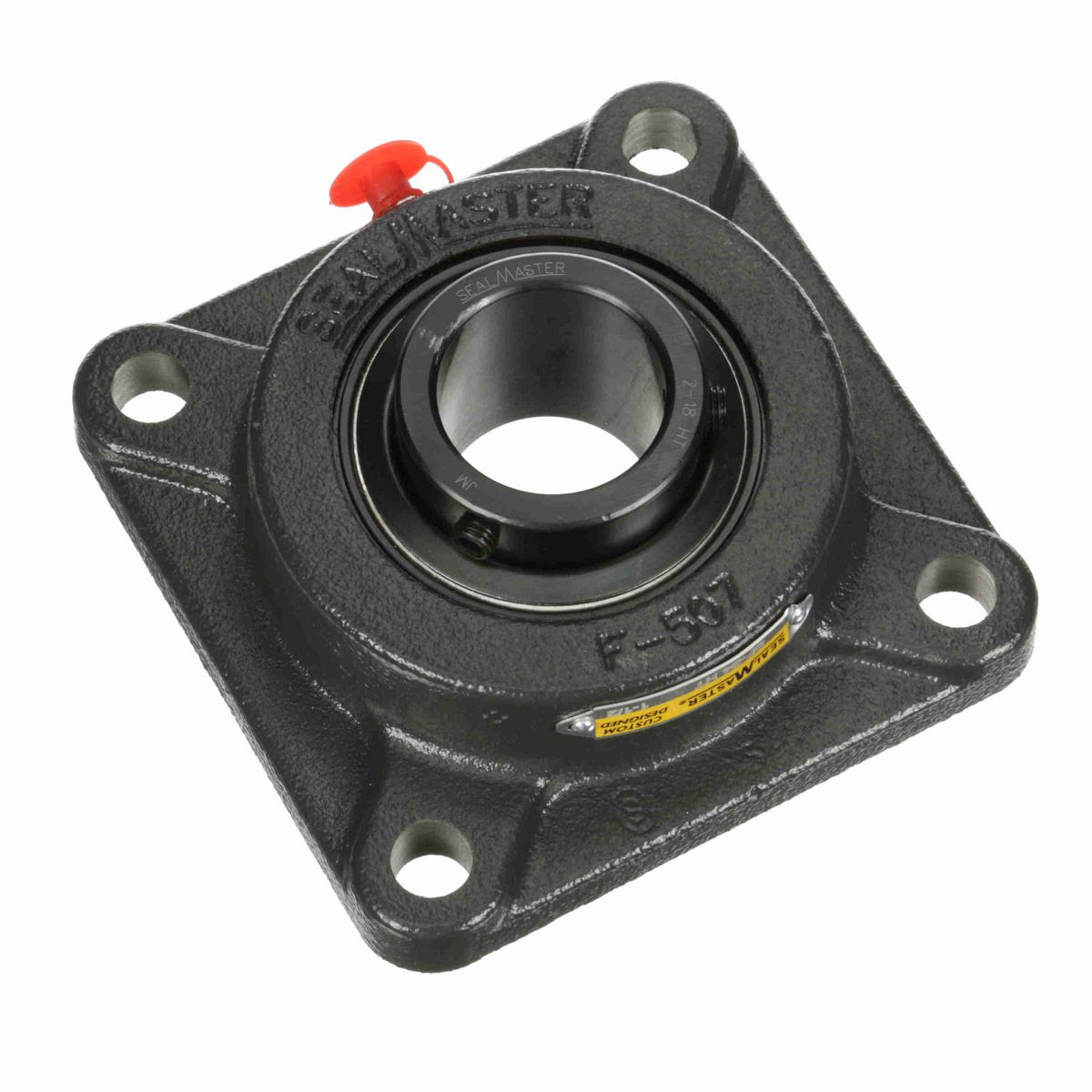 Sealmaster Mounted Cast Iron Four Bolt Flange Ball Bearing - 52100 Bearing Steel, Black Oxided - Setscrew Lock - High Temperature - SF-24 HT