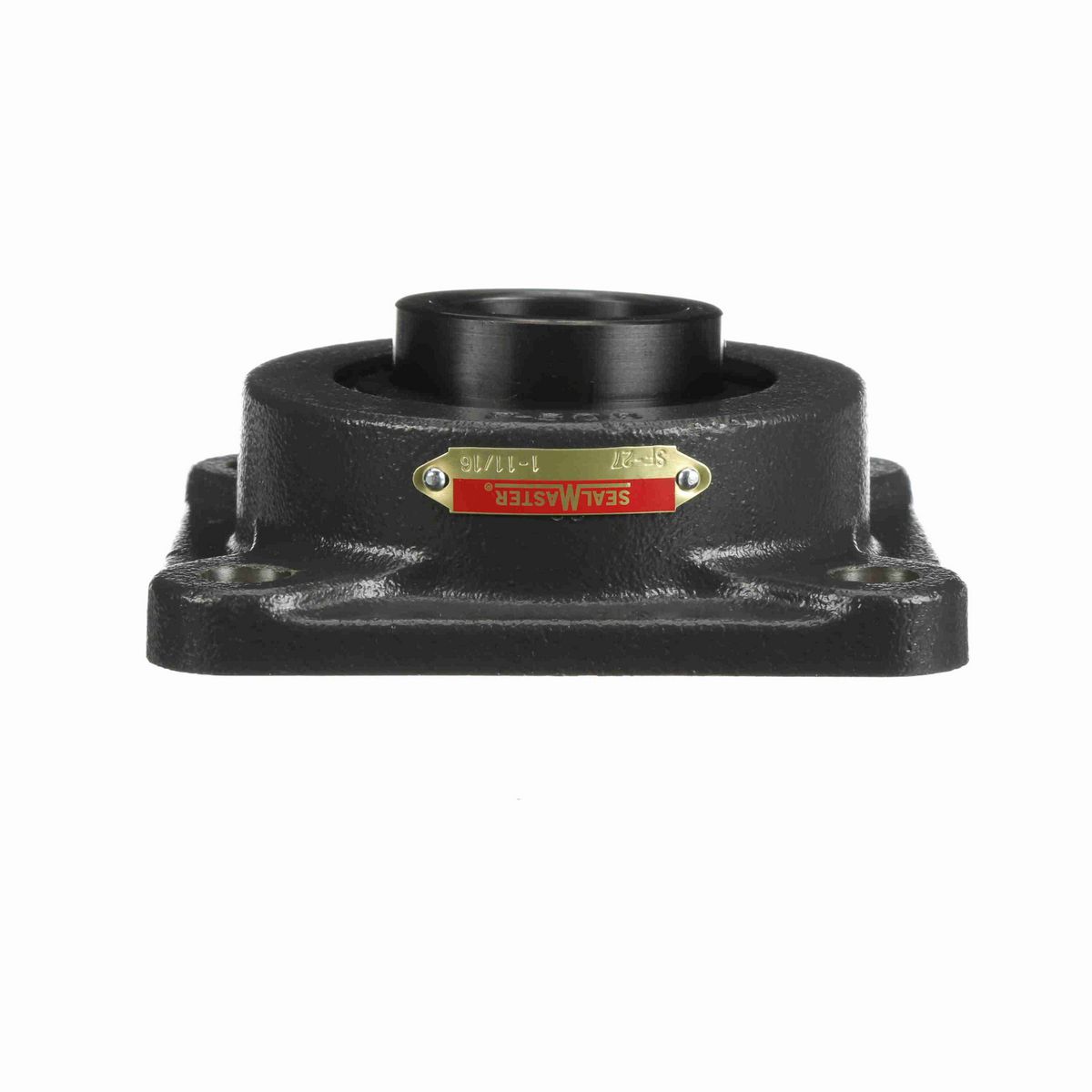 Sealmaster Mounted Cast Iron Four Bolt Flange Ball Bearing - 52100 Bearing Steel, Black Oxided - Setscrew Lock - SF-27