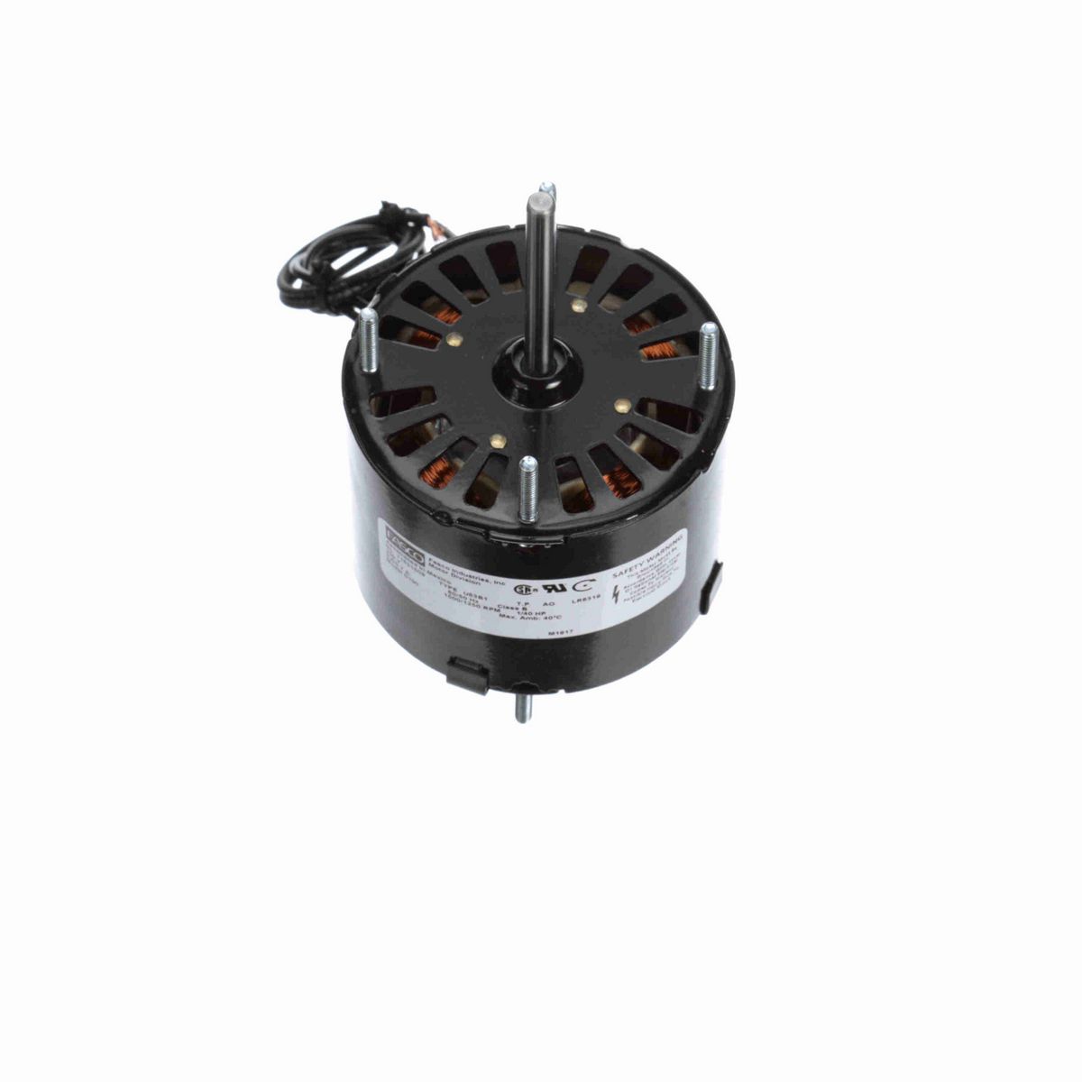 FASCO Fan and Blower Motor, 1/40 HP, 1 Ph, 50 Hz, 230 V, 1500/1250 RPM, 1 Speed, 3.3" Diameter, OAO - D190