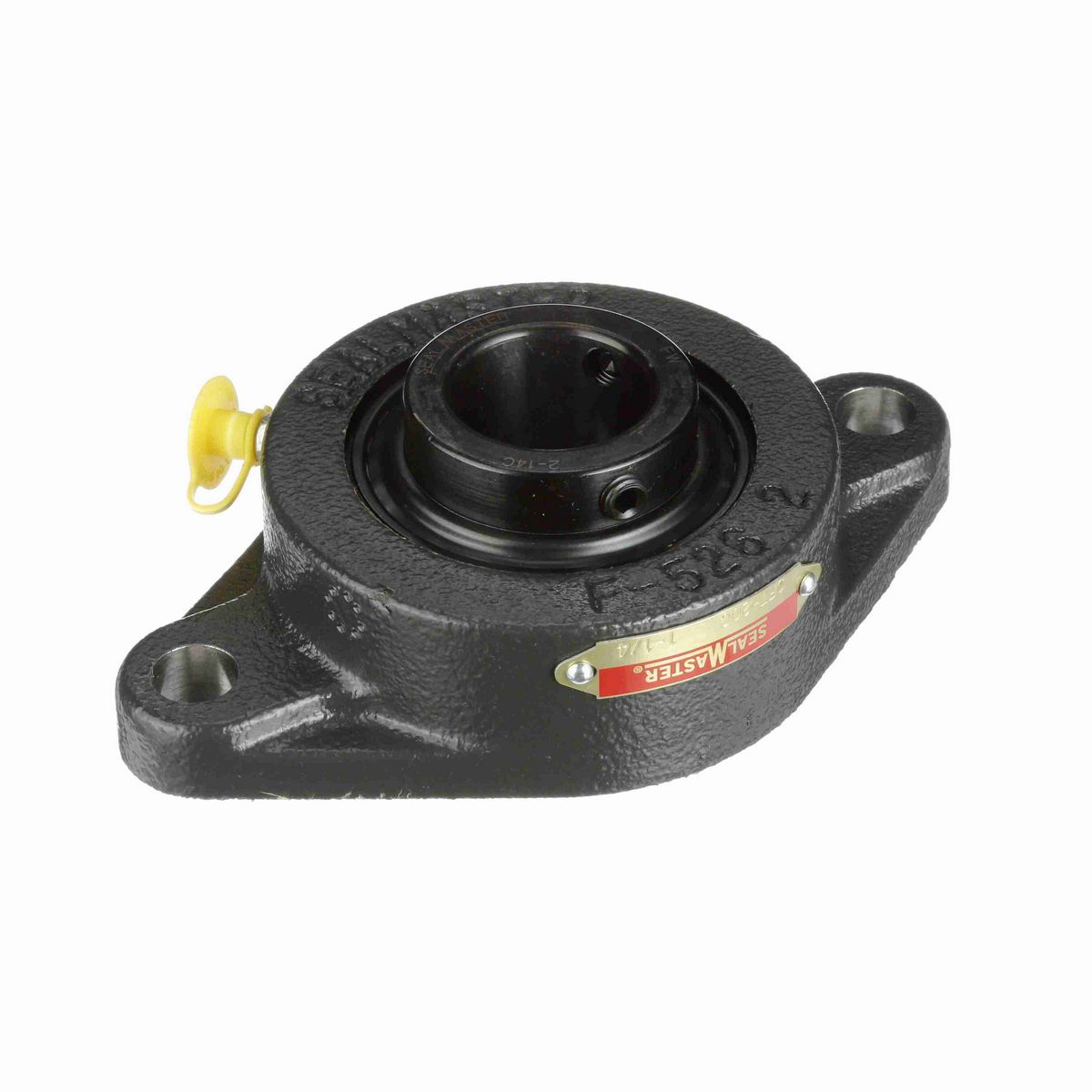 Sealmaster Mounted Cast Iron Two Bolt Flange Ball Bearing - 52100 Bearing Steel, Black Oxided - Setscrew Lock - SFT-20C