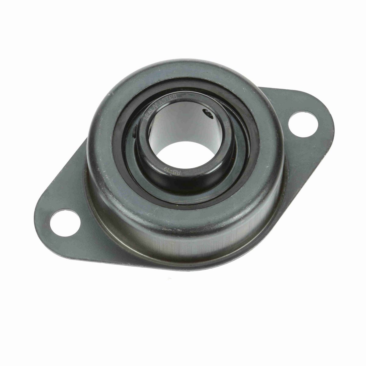 Sealmaster Mounted Stamped Steel Two Bolt Flange Ball Bearing - 52100 Bearing Steel, Black Oxided - Setscrew Lock - SRF-19