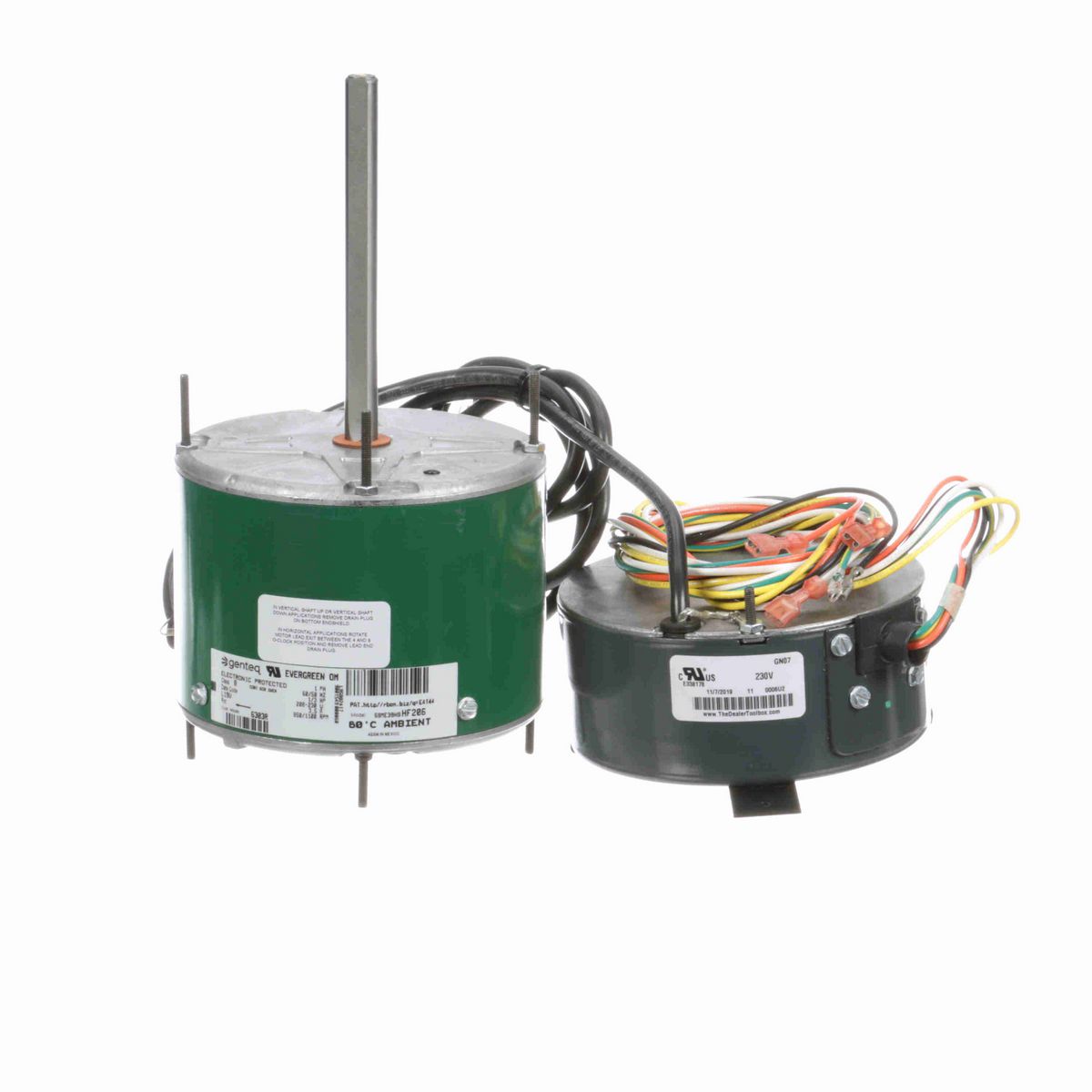 Genteq EVERGREEN® OM Condenser Fan Motor, 1/3 HP, 1 Ph, 60/50 Hz, 208-230 V, 850/1100 RPM, 2 Speed, 48 Frame, CLOSEDAO - 6303R