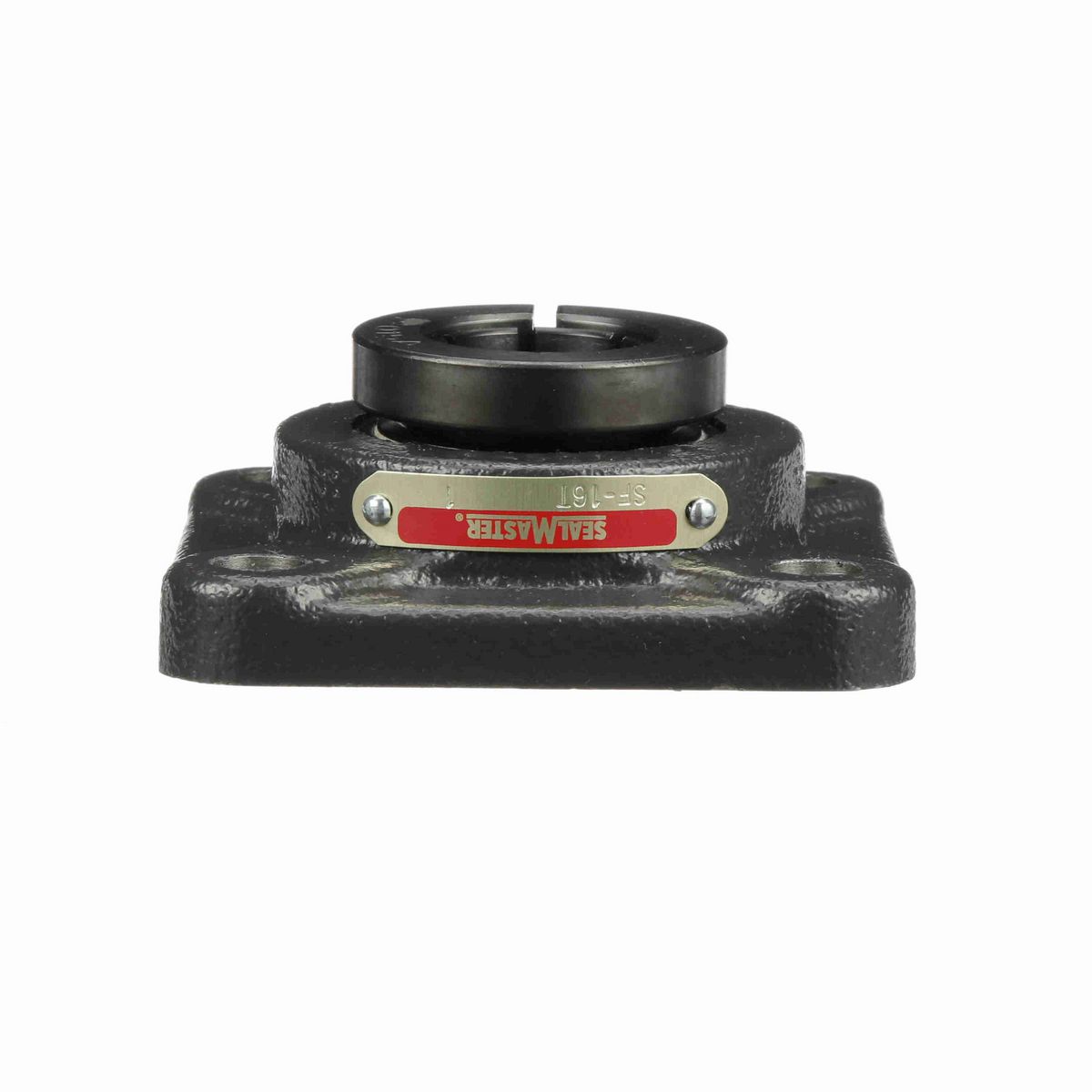 Sealmaster Mounted Cast Iron Four Bolt Flange Ball Bearing - 52100 Bearing Steel, Black Oxided - Concentric Lock - SF-16T