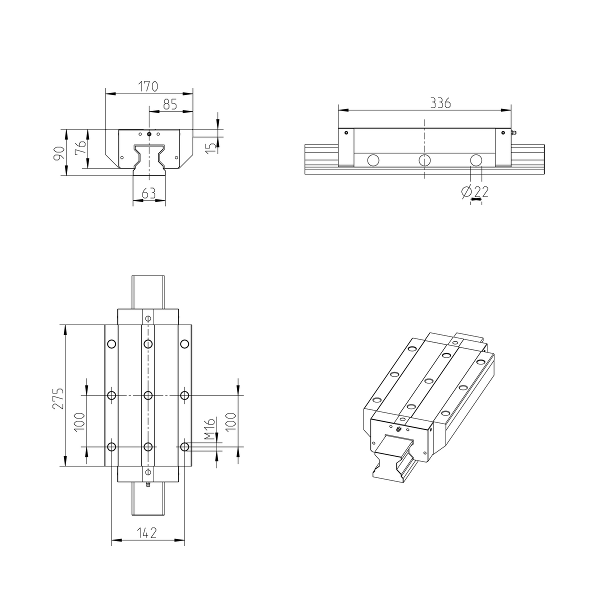 Роликовая каретка из углеродистой стали Bosch Rexroth RWA-065-FXS-C3-P-2 [R185463210]