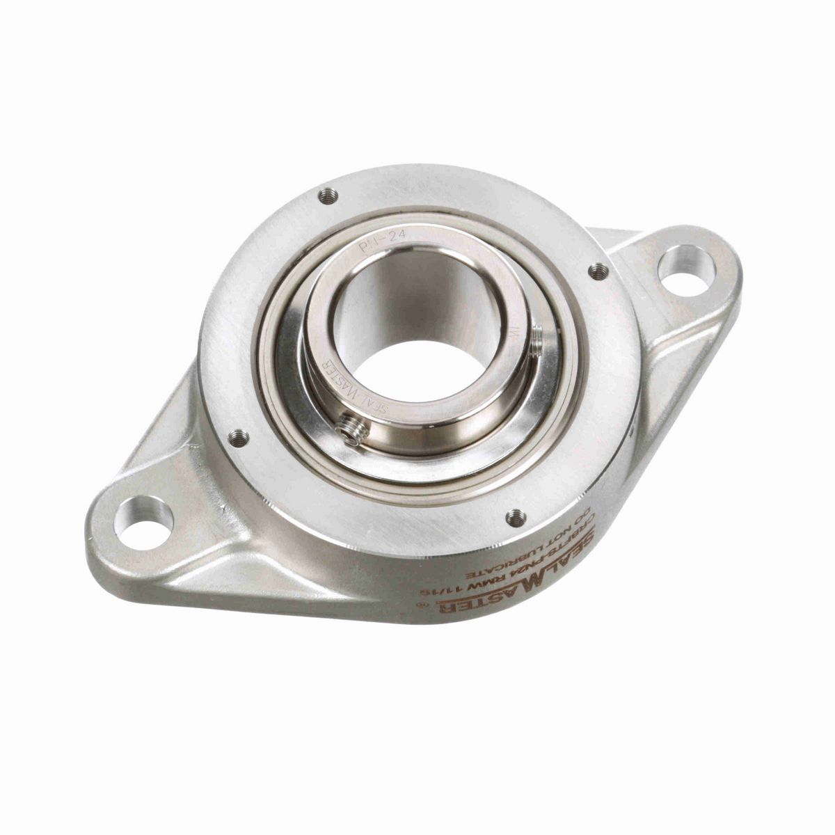 Sealmaster Mounted Stainless Steel Two Bolt Flange Ball Bearing - 52100 Bearing Steel, Phosphorus Nickel Coated - Setscrew Lock - Corrosion Resistant - Reduced Maintenance - Lubed for Life - CRBFTS-PN24 RMW