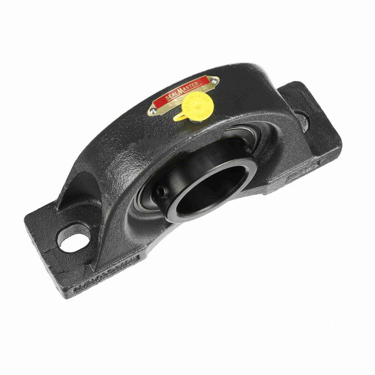 Sealmaster Mounted Cast Iron Two Bolt Pillow Block Ball Bearing - 52100 Bearing Steel, Black Oxided - Setscrew Lock - NP-32