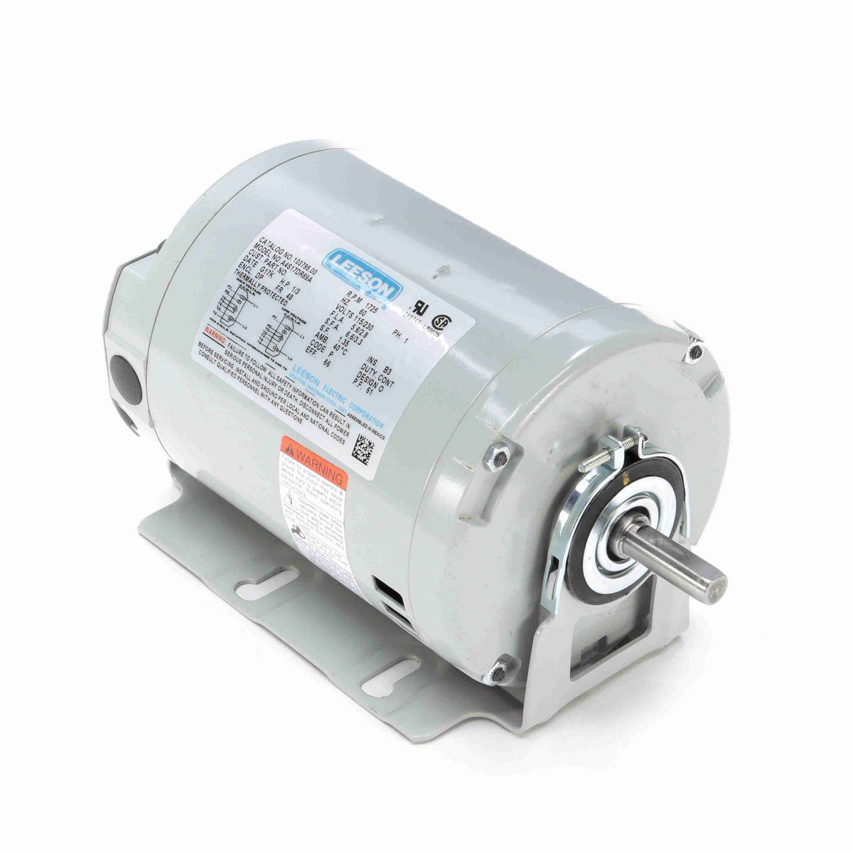 LEESON Refrigeration Motor, 0.33 HP, 1 Ph, 60 Hz, 115/230 V, 1800 RPM, 48 Frame, DP - 103795.00