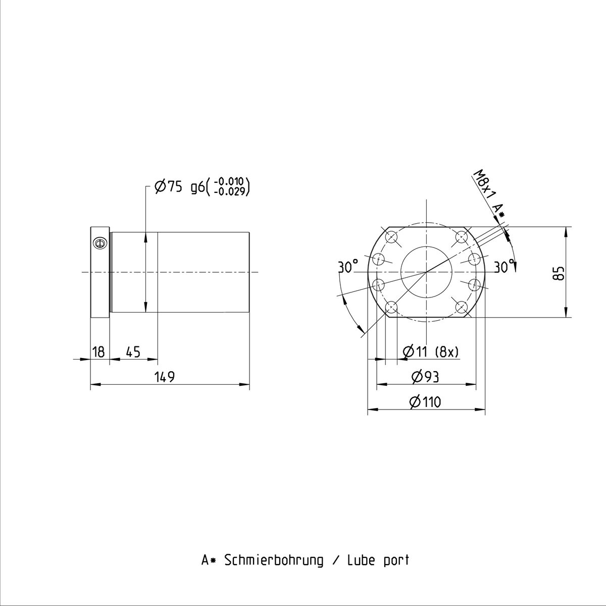 Одинарная гайка с фланцем Bosch Rexroth FEM-E-B 50X40RX6,5-3 [R150259063]