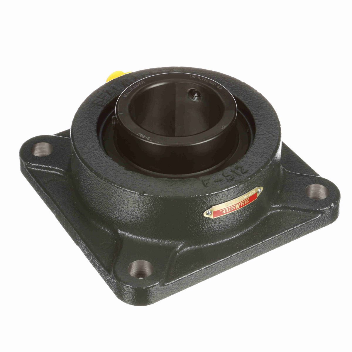 Sealmaster Mounted Cast Iron Four Bolt Flange Ball Bearing - 52100 Bearing Steel, Black Oxided - Setscrew Lock - MSF-40C
