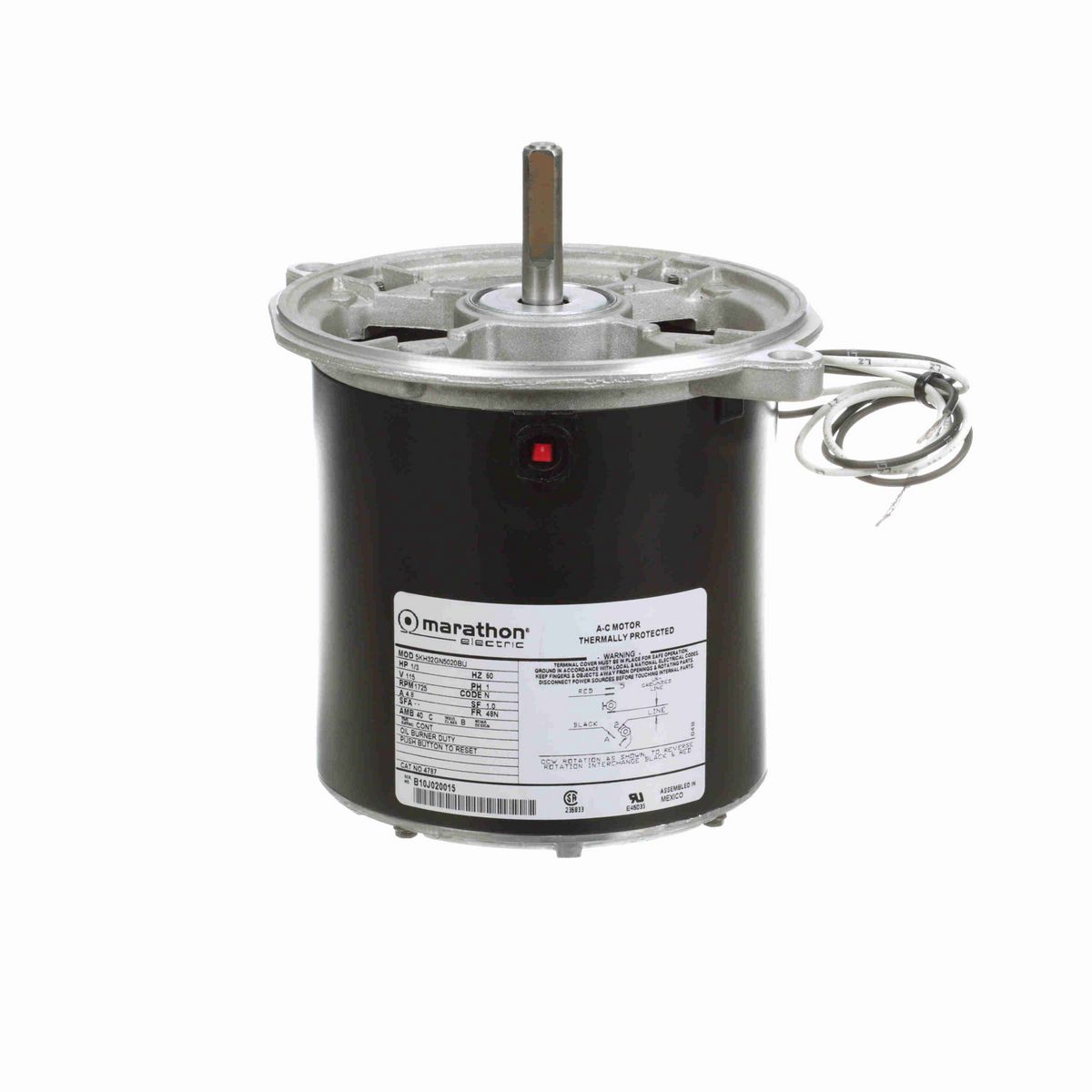 LEESON Fan and Blower Motor, 0.33 HP, 1 Ph, 60 Hz, 115 V, 1800 RPM, 48N Frame, TENV - 4787