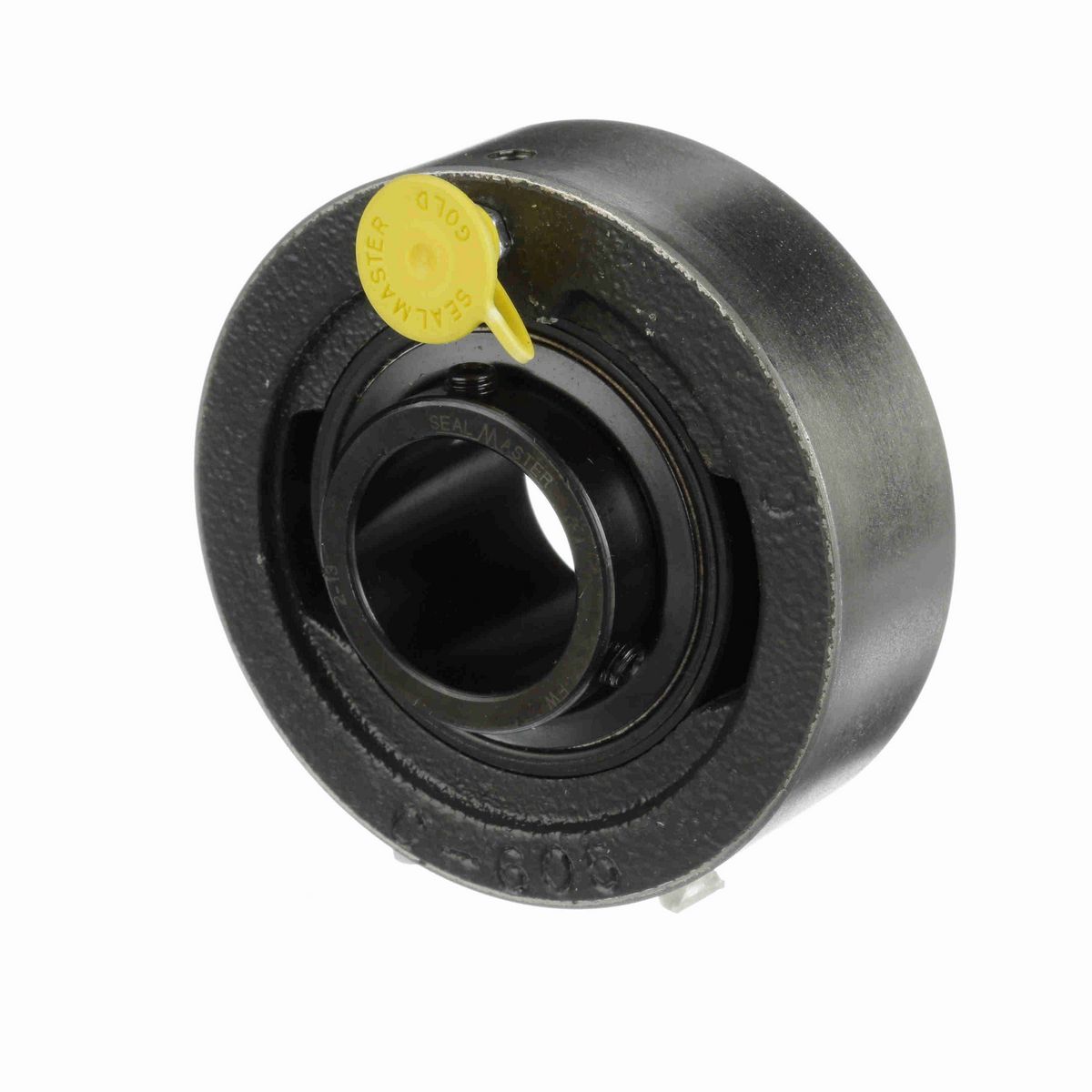 Sealmaster Mounted Cast Iron Cylindrical Cartridge Ball Bearing - 52100 Bearing Steel, Black Oxided - Setscrew Lock - SC-19