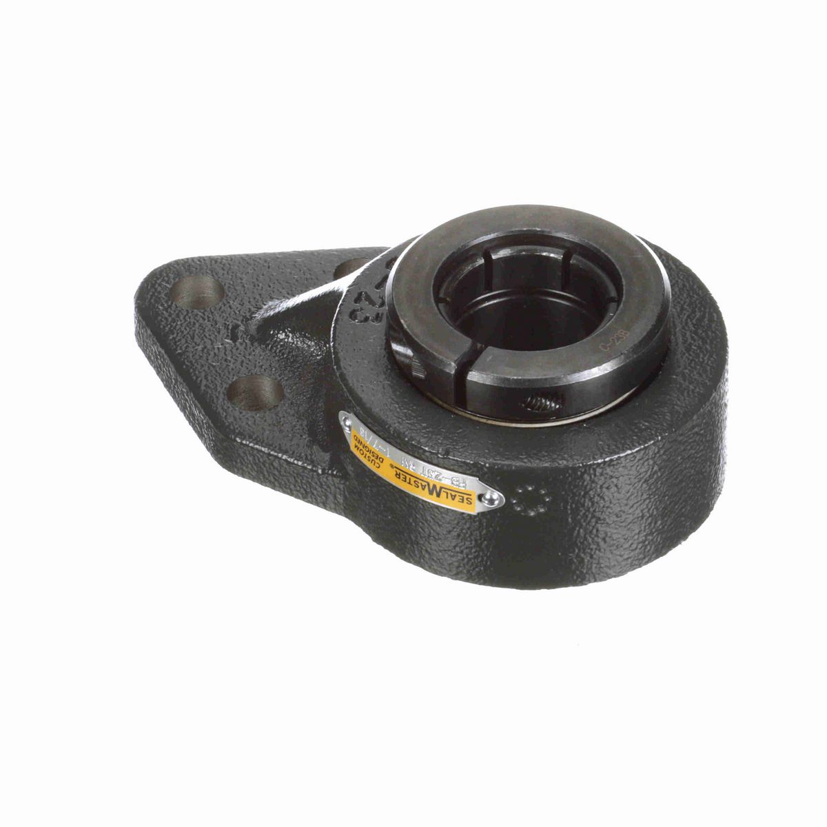 Sealmaster Mounted Cast Iron Three Bolt Flange Bracket Ball Bearing - 52100 Bearing Steel, Black Oxided - Concentric Lock - Reduced Maintenance - Lubed for Life - FB-23T RM