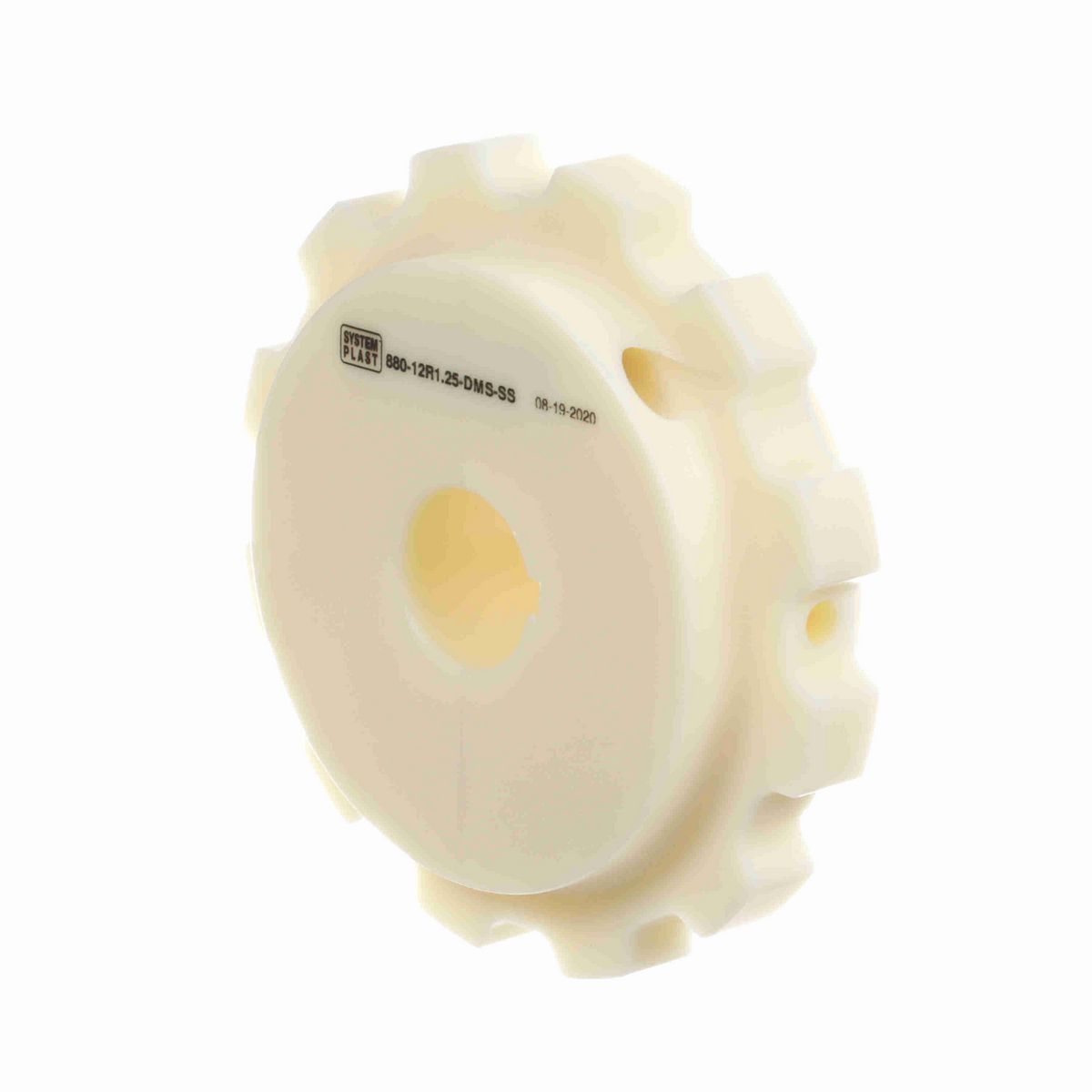 System Plast 880 Series Split Machined Sprocket with 12 Teeth, a 1-1/4in Round Shaft-Ready Bore and Setscrew - 880-12R1.25-DMS-SS