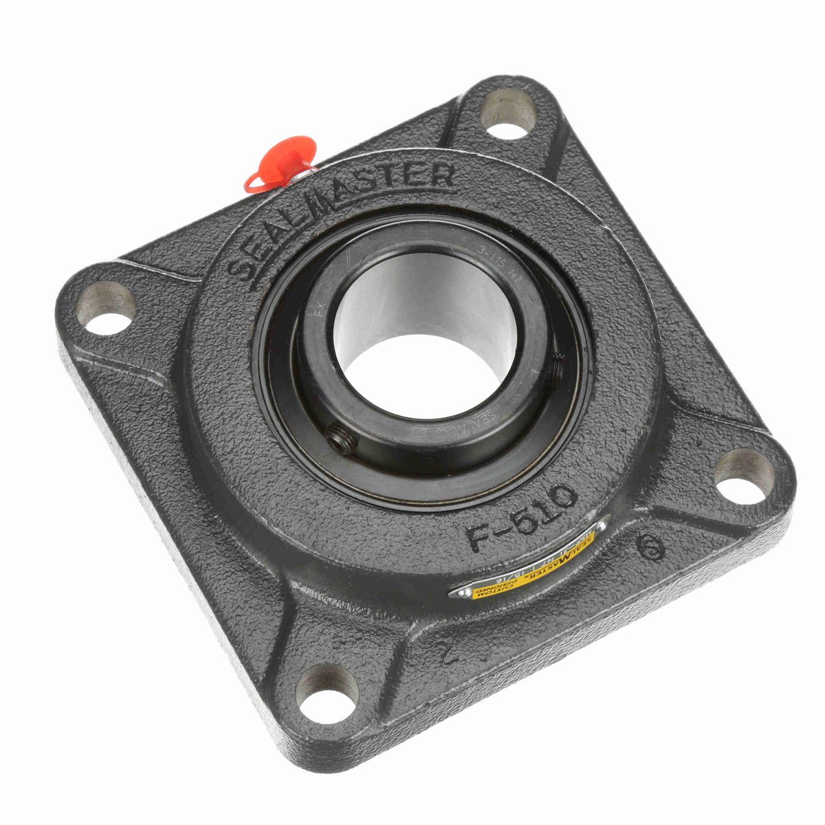 Sealmaster Mounted Cast Iron Four Bolt Flange Ball Bearing - 52100 Bearing Steel, Black Oxided - Setscrew Lock - High Temperature - MSF-31 HT