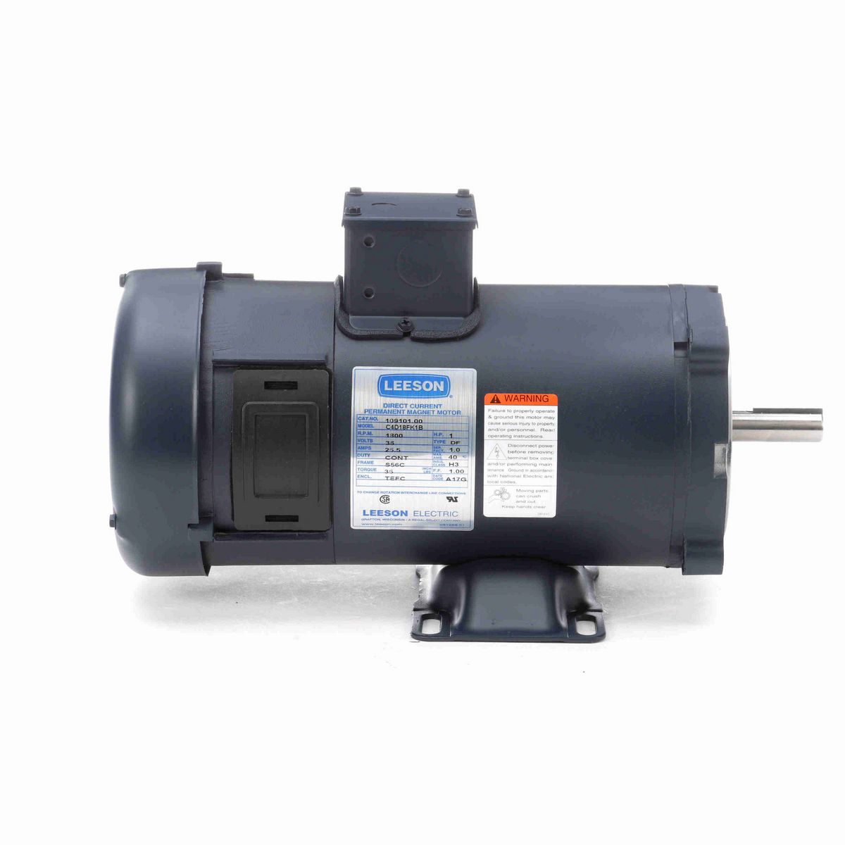 LEESON Low Voltage Motor, 1 HP, 36 V, 1800 RPM, S56C Frame, TEFC - 109101.00