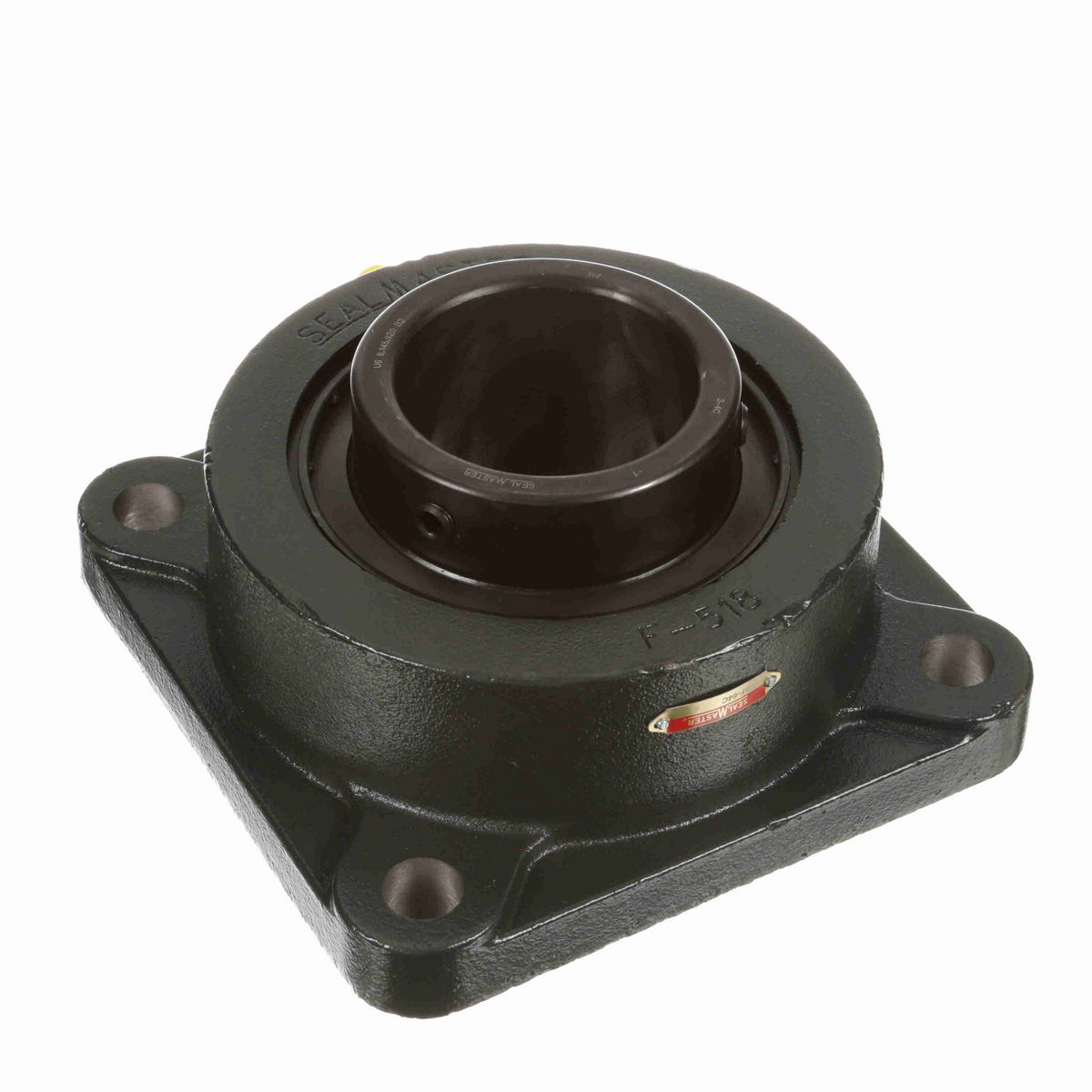 Sealmaster Mounted Cast Iron Four Bolt Flange Ball Bearing - 52100 Bearing Steel, Black Oxided - Setscrew Lock - MSF-64C