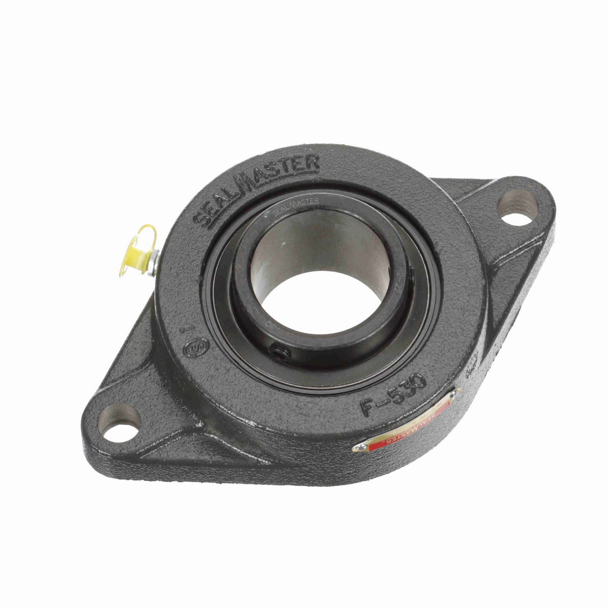 Sealmaster Mounted Cast Iron Two Bolt Flange Ball Bearing - 52100 Bearing Steel, Black Oxided - Setscrew Lock - SFT-34