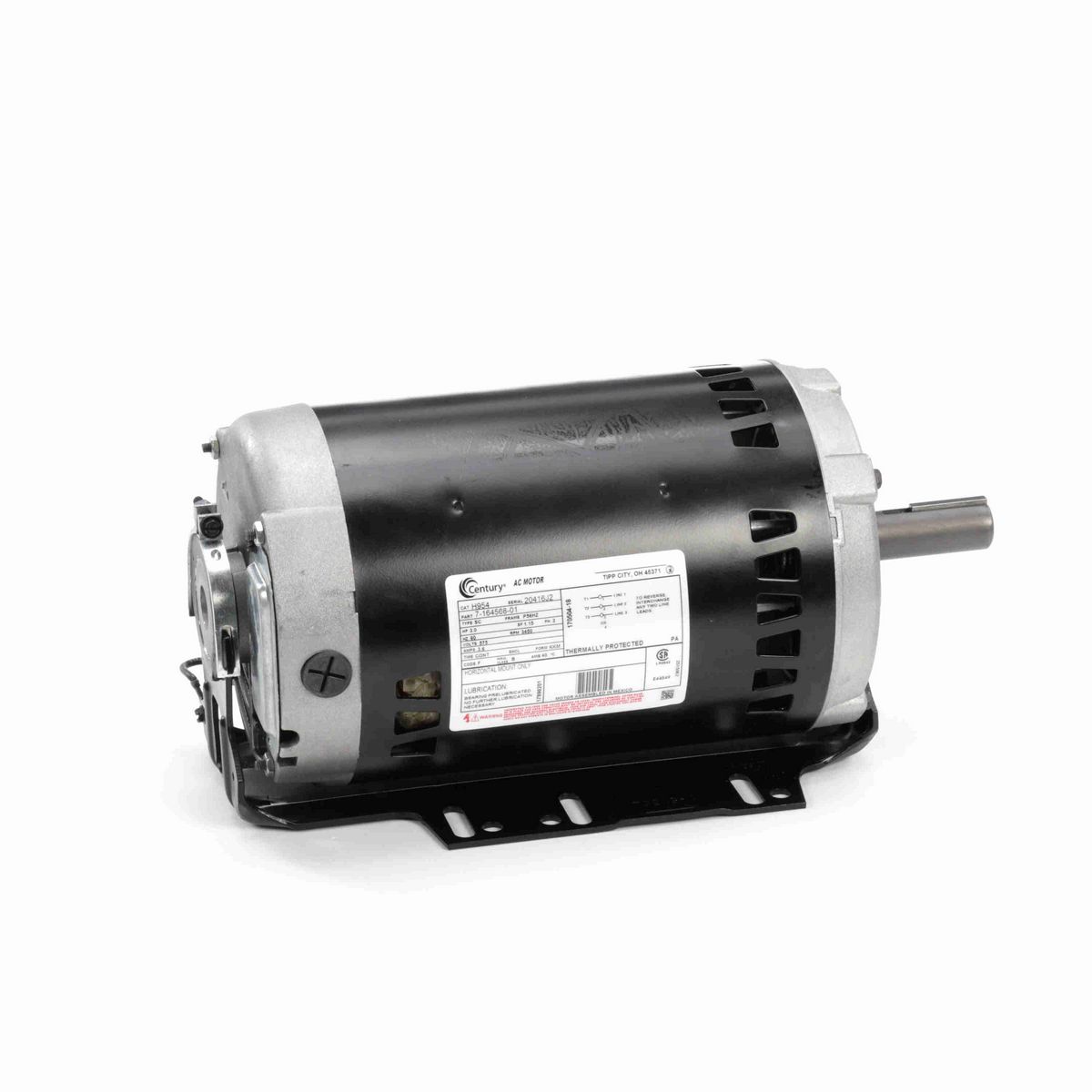 Century General Purpose Motor, 3.0 HP, 3 Ph, 60 Hz, 575 V, 3600 RPM, P56HZ Frame, OPEN - H954