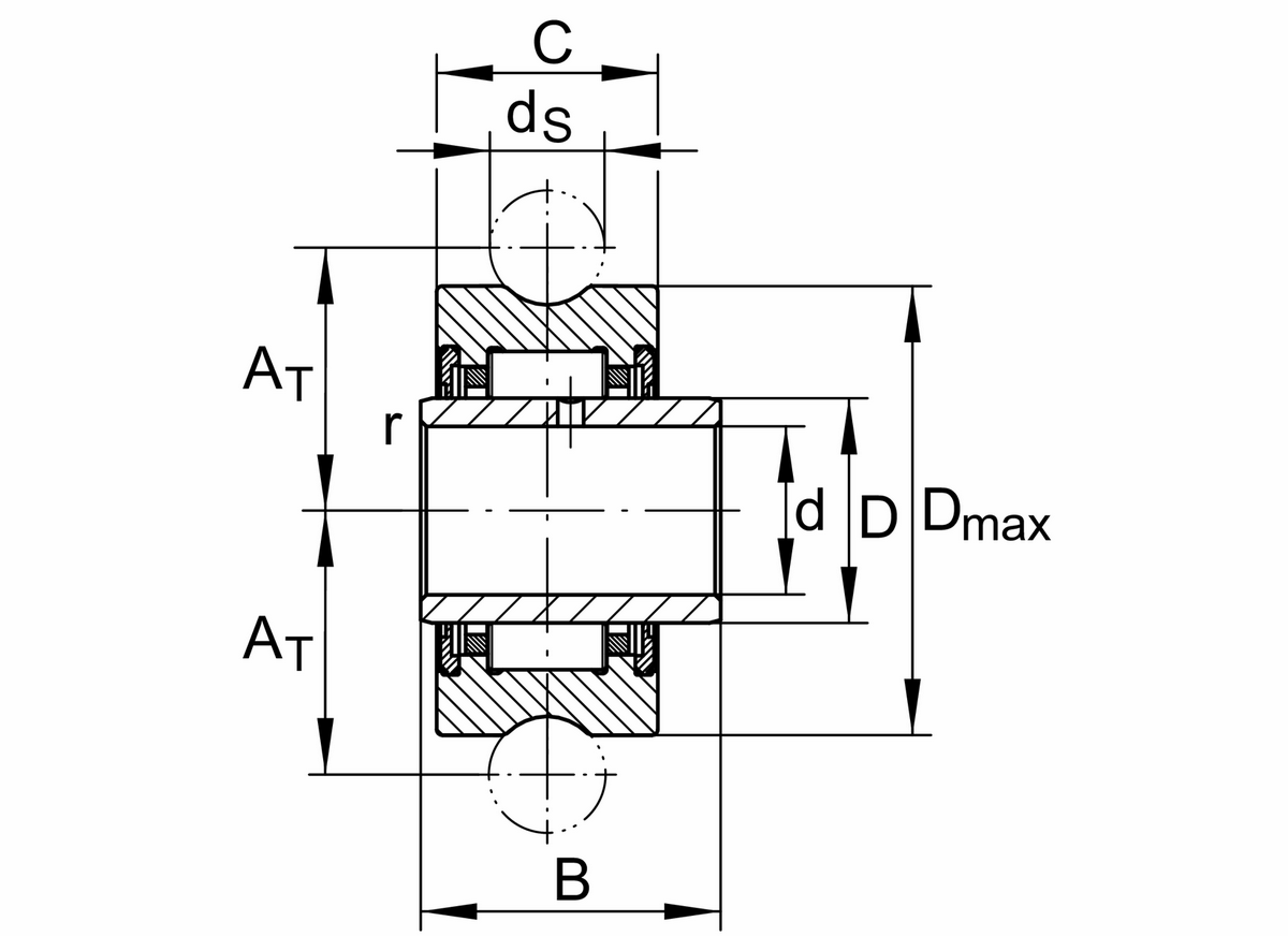 Направляющий ролик INA LFR22/8-6-2RSR-NA