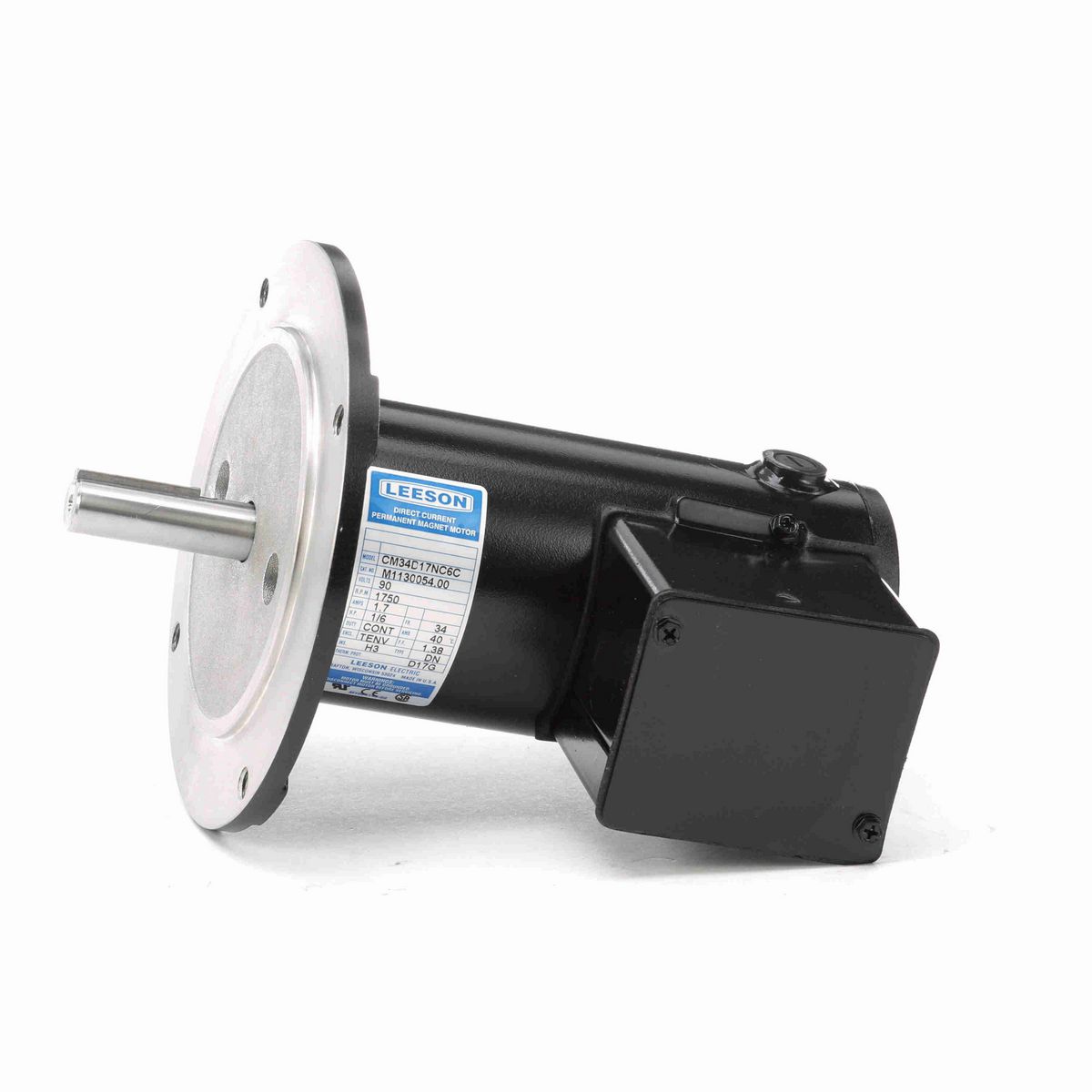 LEESON Sub-Fractional Motor, 0.17 HP, 90 V, 1750 RPM, 34 Frame, TENV - M1130054.00