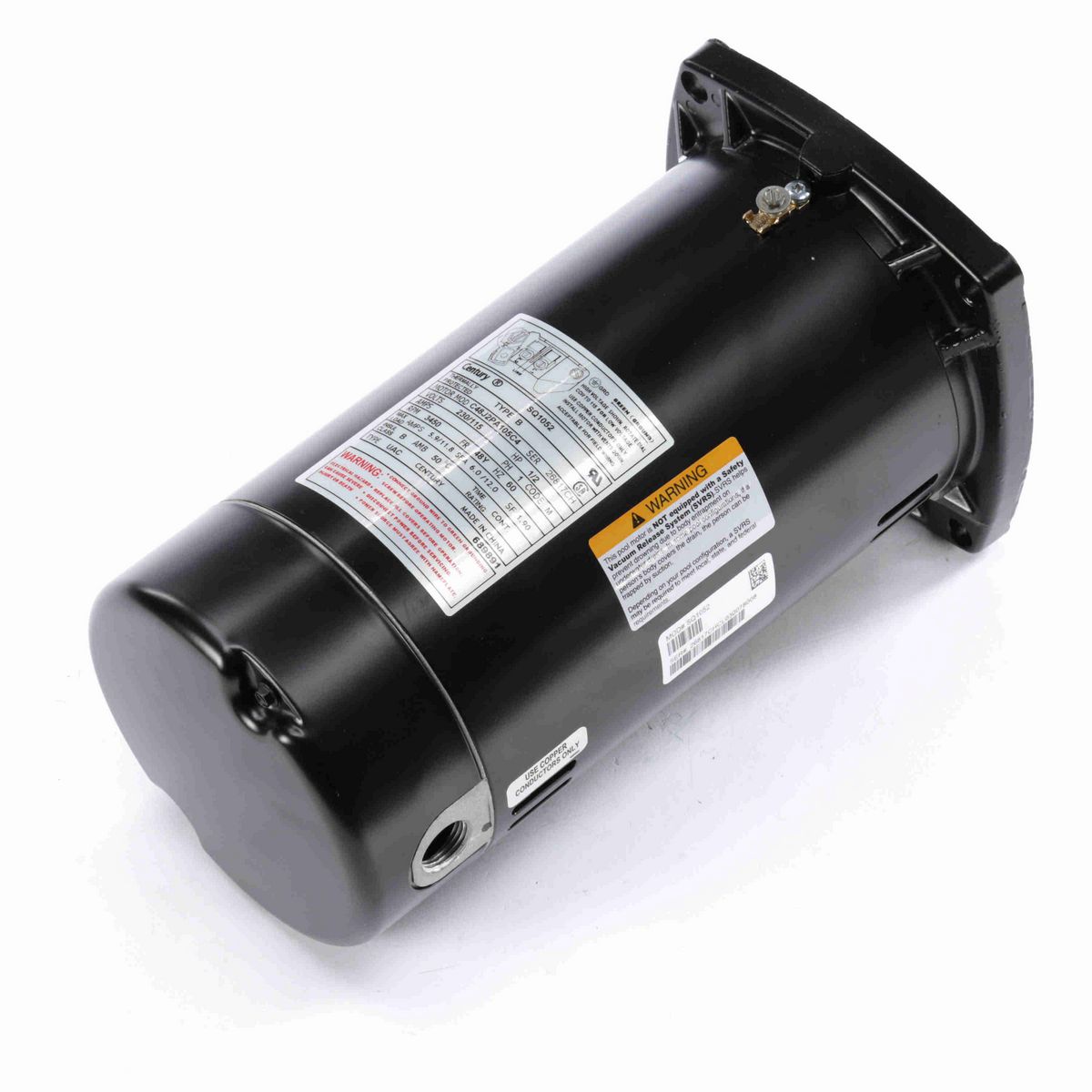 Century Pool Pump Motor, 1/2 HP, 1 Ph, 60 Hz, 230/115 V, 3600 RPM, 48Y Frame, ODP - SQ1052