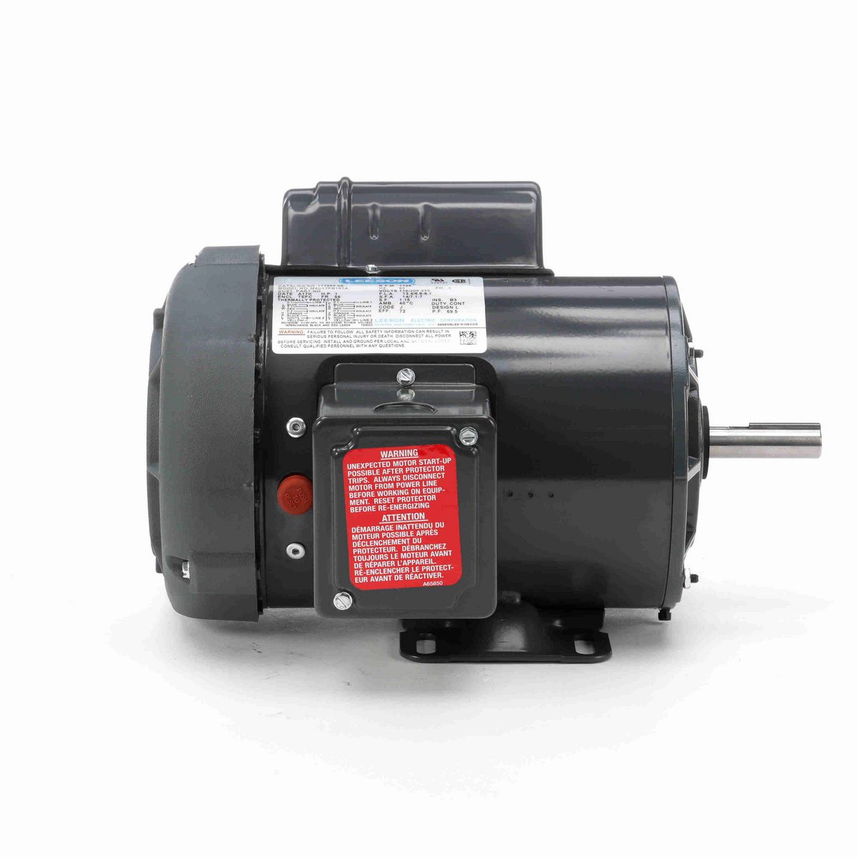 LEESON Agricultural Motor, 1 HP, 1 Ph, 60 Hz, 115/230 V, 1800 RPM, 56 Frame, TEFC - 117865.00
