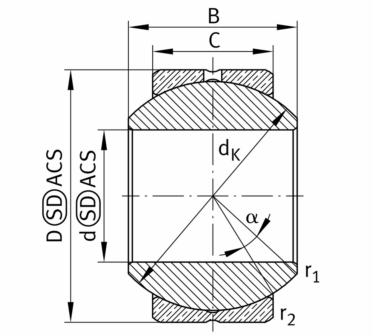 Сферический шарнирный подшипник INA GE10-PB