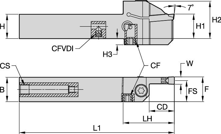 Grooving, and Cut-Off - Square Shank Kennametal A4 - Integral Toolholder - Through Coolant - Metric [7062386]
