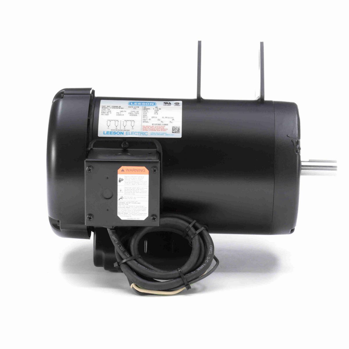 LEESON Other Purpose Motor, 4 HP, 1 Ph, 60 Hz, 230 V, 3600 RPM, 145Y Frame, TEFC - 120998.00