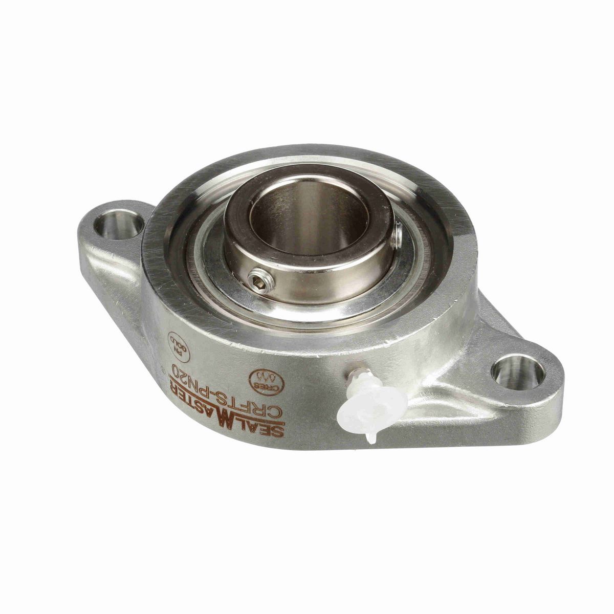 Sealmaster Mounted Stainless Steel Two Bolt Flange Ball Bearing - 52100 Bearing Steel, Phosphorus Nickel Coated - Setscrew Lock - Corrosion Resistant - CRFTS-PN20