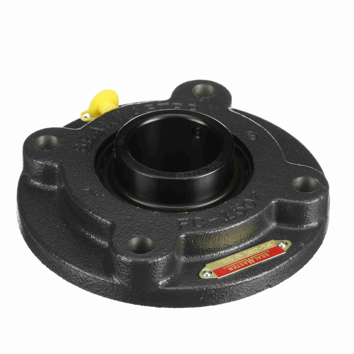 Sealmaster Mounted Cast Iron Flange Cartridge Ball Bearing - 52100 Bearing Steel, Black Oxided - Setscrew Lock - SFC-209C