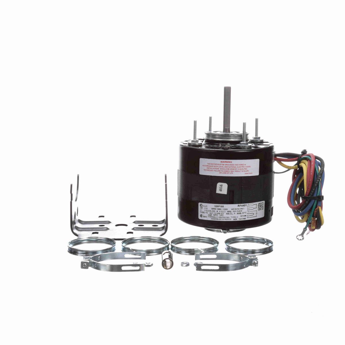 Century Refrigeration Motor, 1/10 HP, 1 Ph, 60/50 Hz, 115/208-230 V, 1550/1300 RPM, 1 Speed, 42 Frame, OAO - RF4401