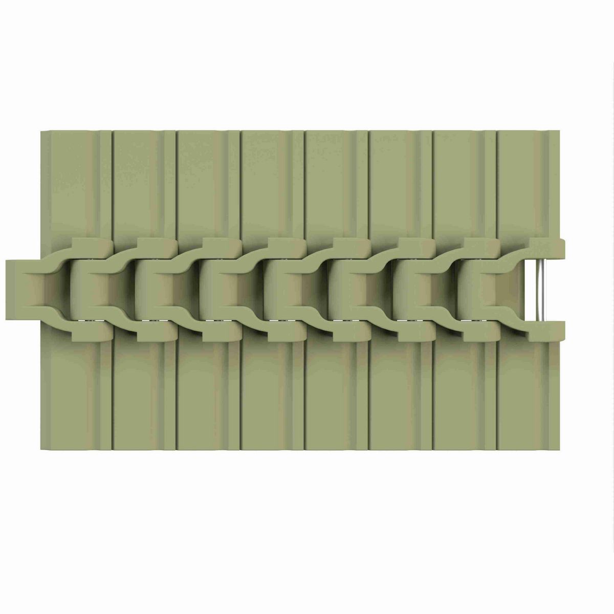 Rexnord 882B Side-flexing Solid Top, Material: Green Abrasion Resistant Polyamide, Width: 7.5in, Pitch: 1.5in - 81431932