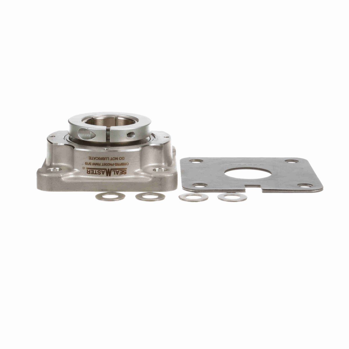 Sealmaster Mounted Stainless Steel Four Bolt Flange Ball Bearing - 52100 Bearing Steel, Phosphorus Nickel Coated - Concentric Lock - Corrosion Resistant - Reduced Maintenance - Lubed for Life - CRBFRS-PN208T RMW