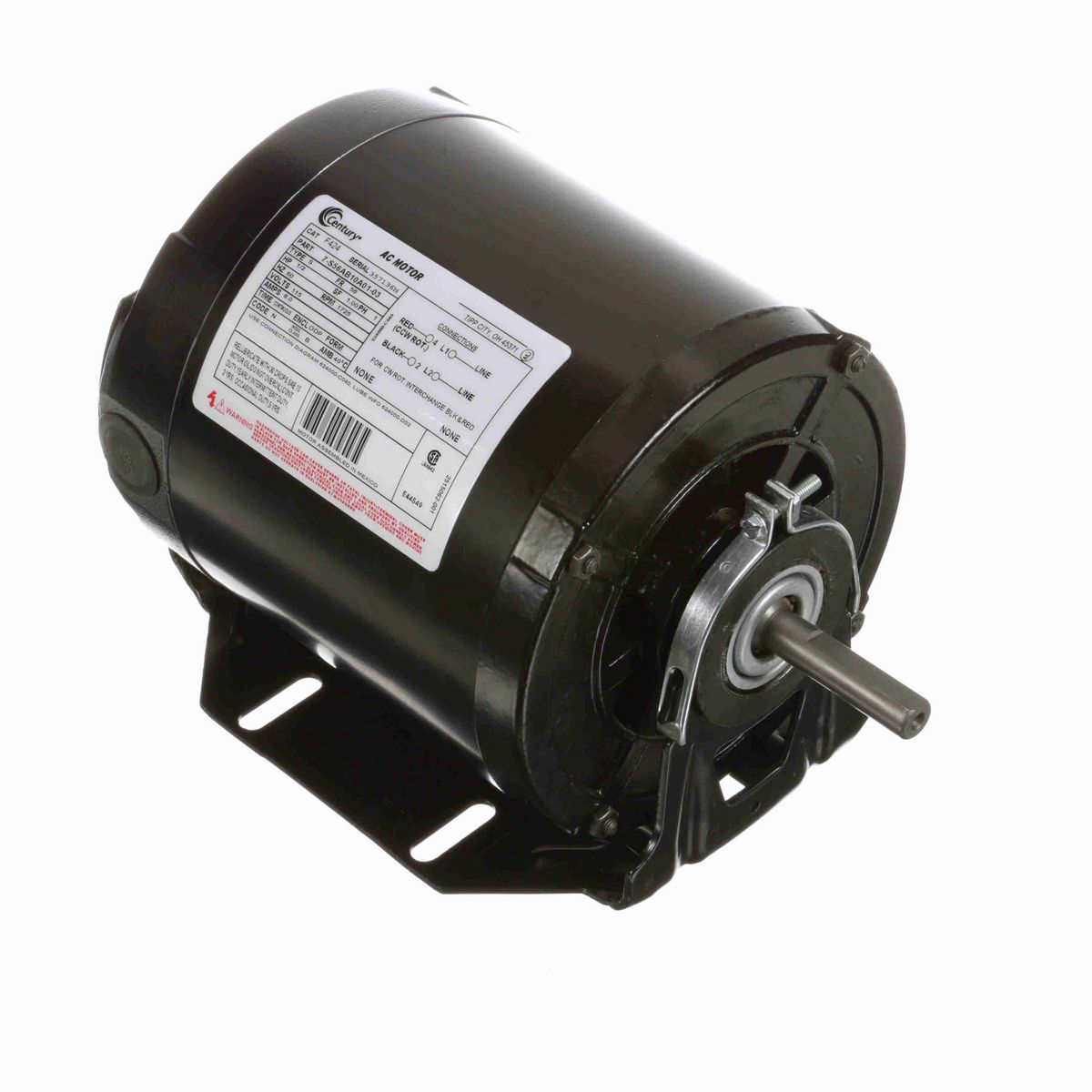 Century General Purpose Motor, 1/2 HP, 1 Ph, 60 Hz, 115 V, 1800 RPM, 56 Frame, ODP - F424