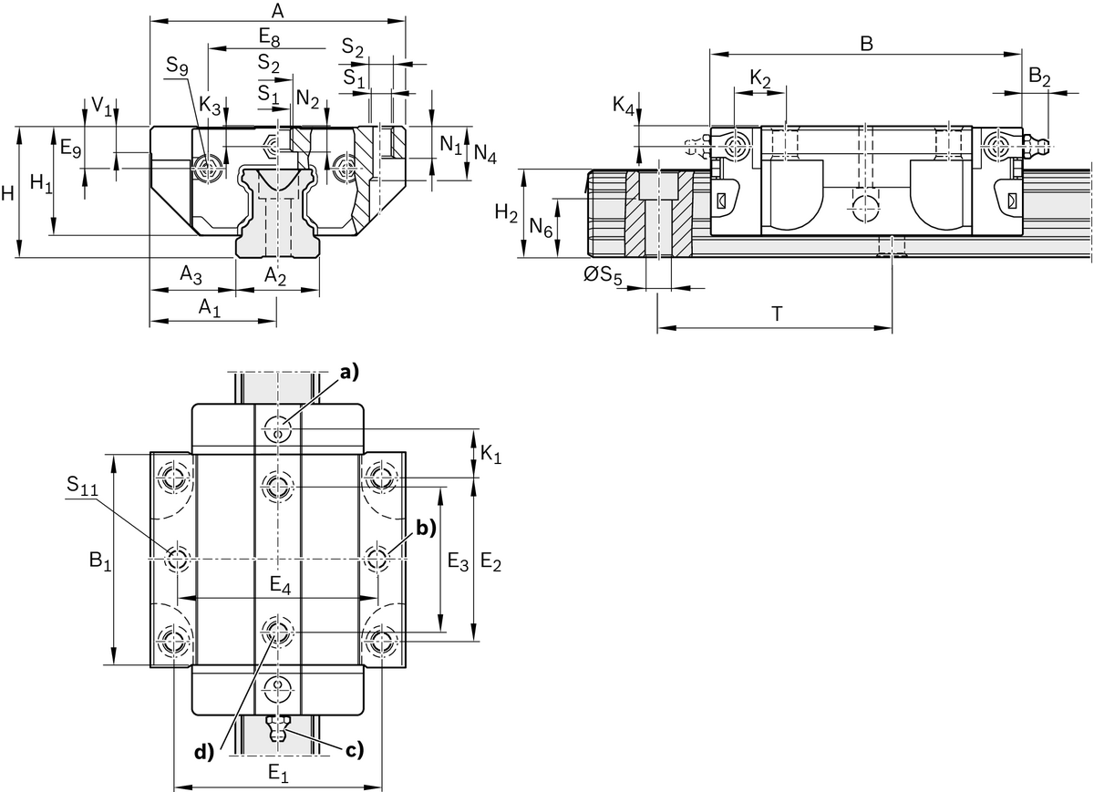 Алюминиевая шариковая каретка Bosch Rexroth KWD-020-FNS-C1-H-1 [R163181322]