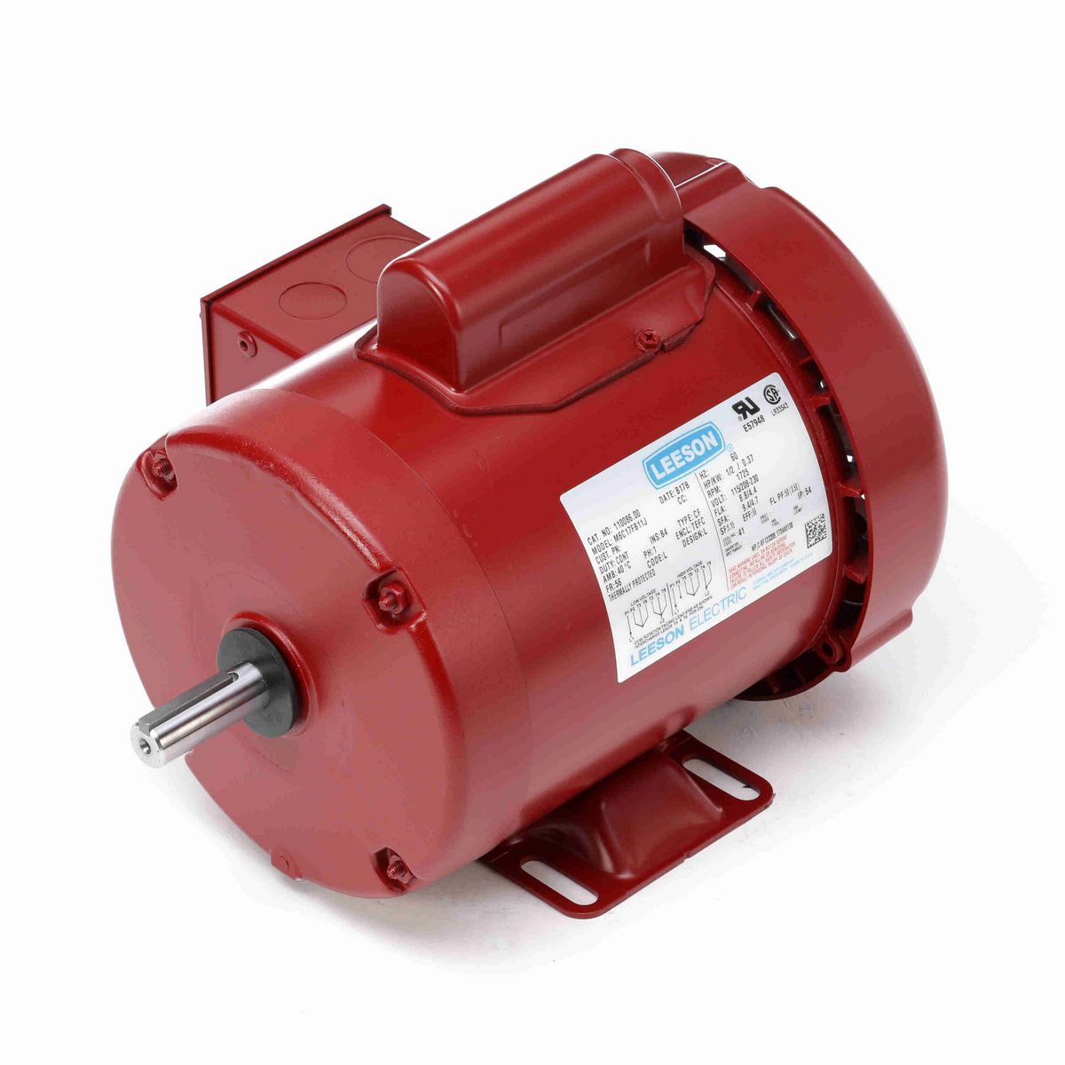 LEESON Agricultural Motor, 0.50 HP, 1 Ph, 60 Hz, 115/230 V, 1800 RPM, 56 Frame, TEFC - 110086.00
