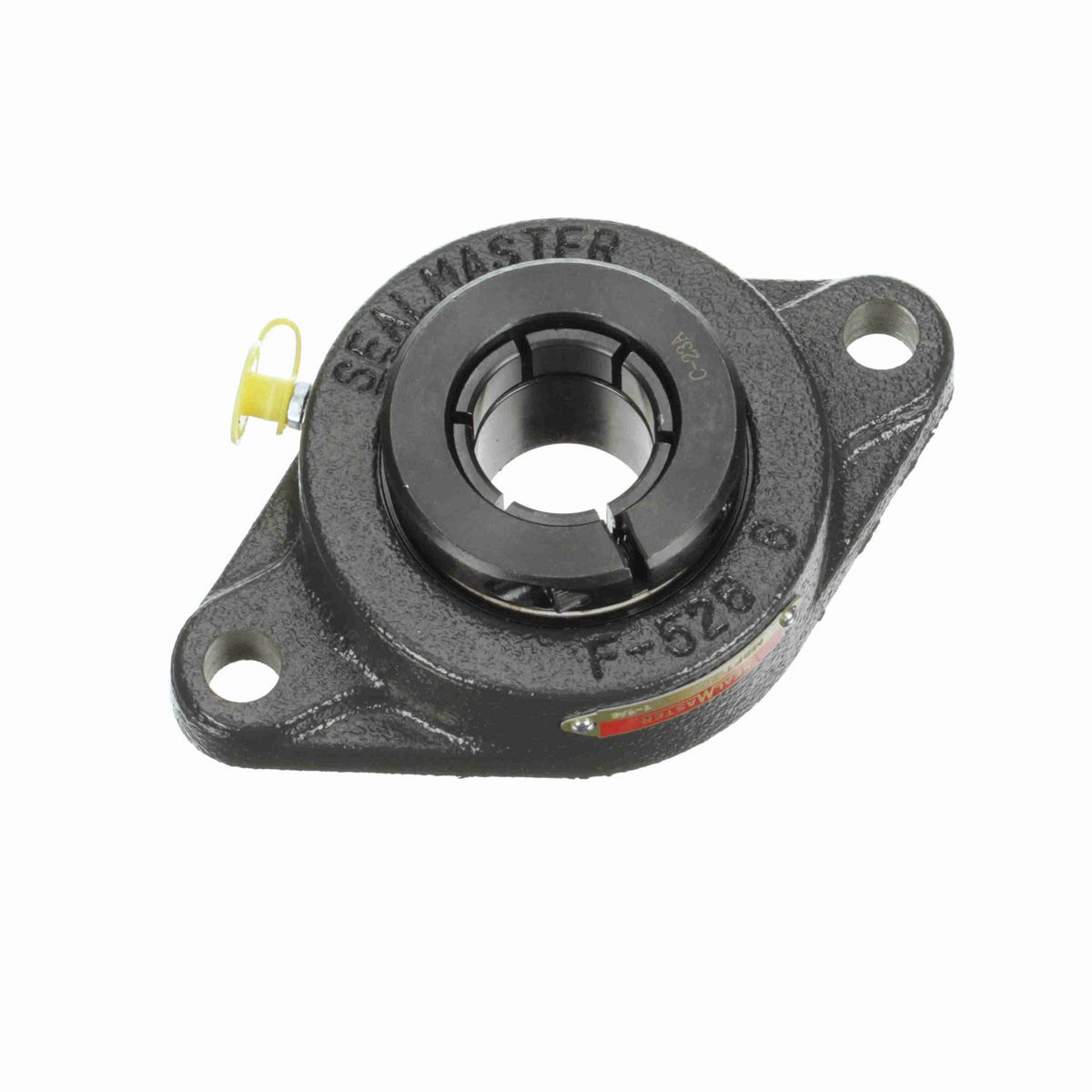 Sealmaster Mounted Cast Iron Two Bolt Flange Ball Bearing - 52100 Bearing Steel, Black Oxided - Concentric Lock - MSFT-20T
