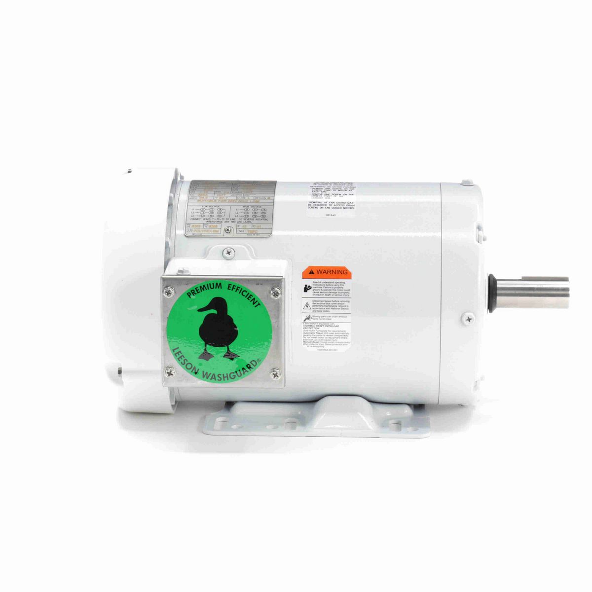 LEESON White Duck™ General Purpose Motor, 1.50 & 1 HP, 3 Ph, 60 & 50 Hz, 230/460 & 190/380 V, 1800 & 1500 RPM, 145T Frame, TEFC - 121869.00