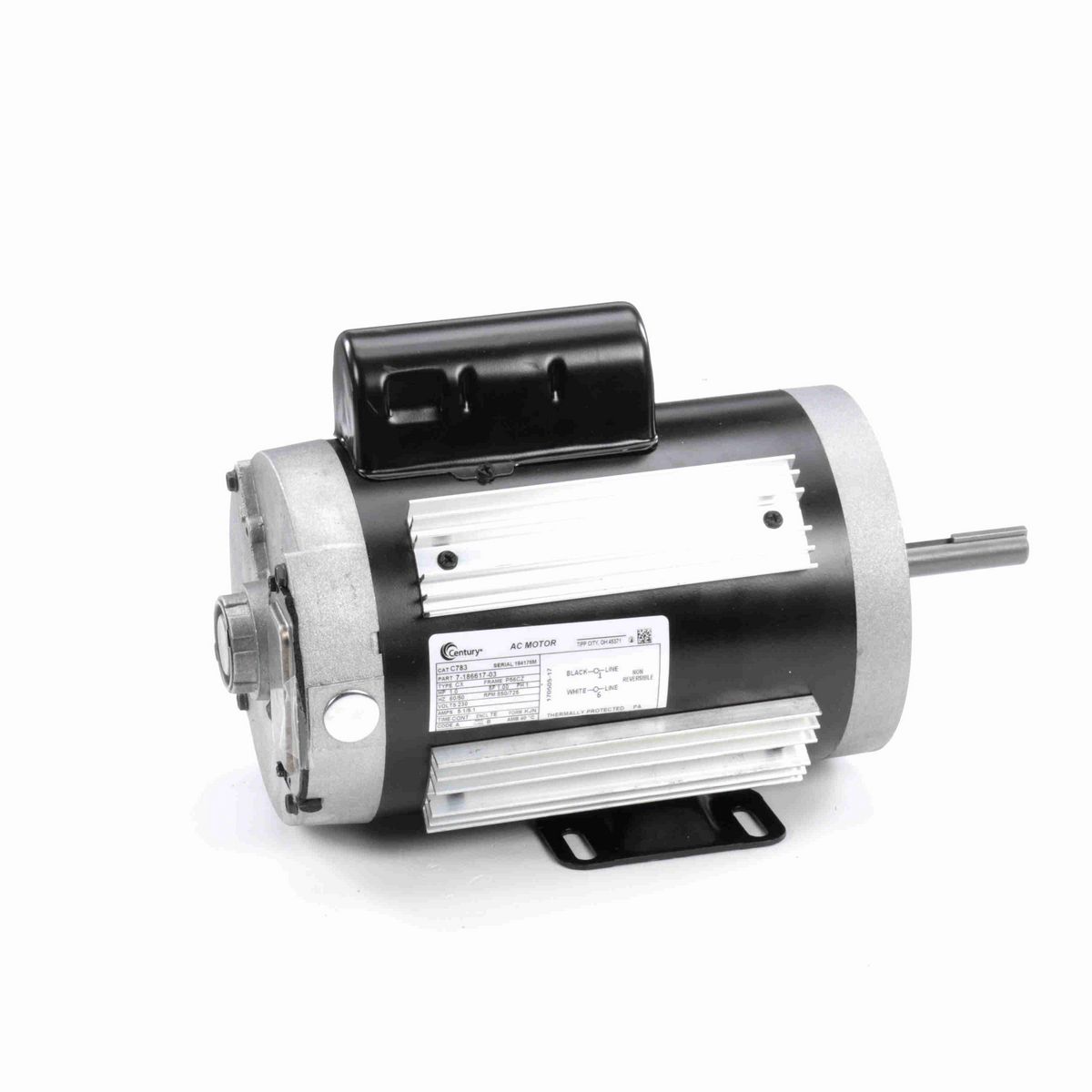 Century Direct Drive Fan Motor, 1.0 HP, 1 Ph, 60/50 Hz, 230 V, 900 RPM, P56CZ Frame, TEAO - C783