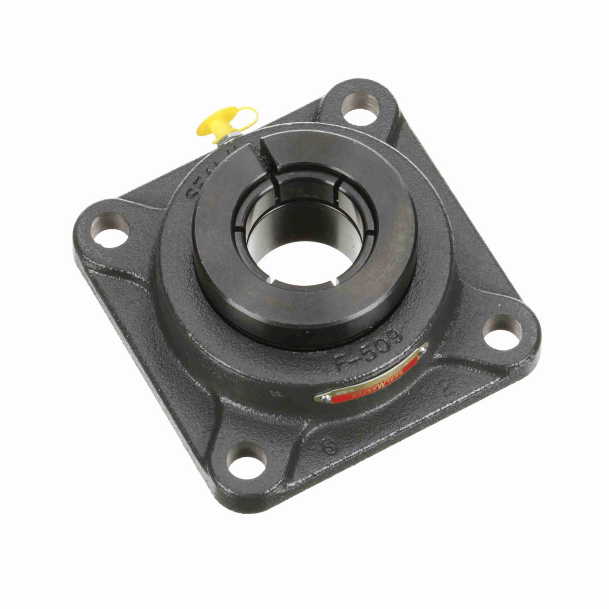 Sealmaster Mounted Cast Iron Four Bolt Flange Ball Bearing - 52100 Bearing Steel, Black Oxided - Concentric Lock - MSF-28T